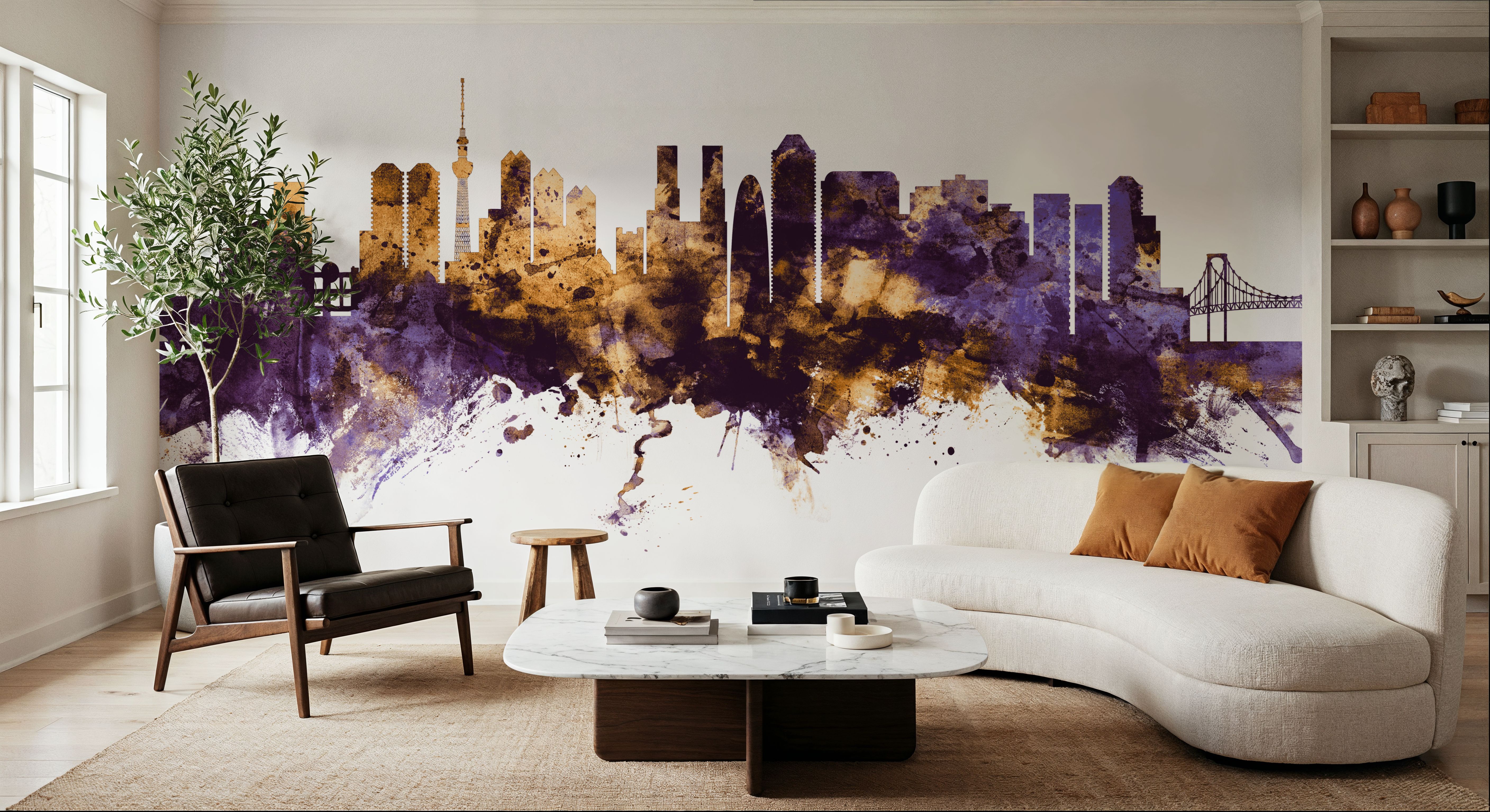 Tokyo Japan Skyline Purple & Gold