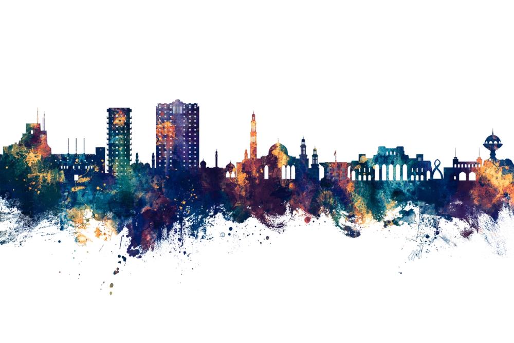 Muscat Oman Skyline Blue & Bronze