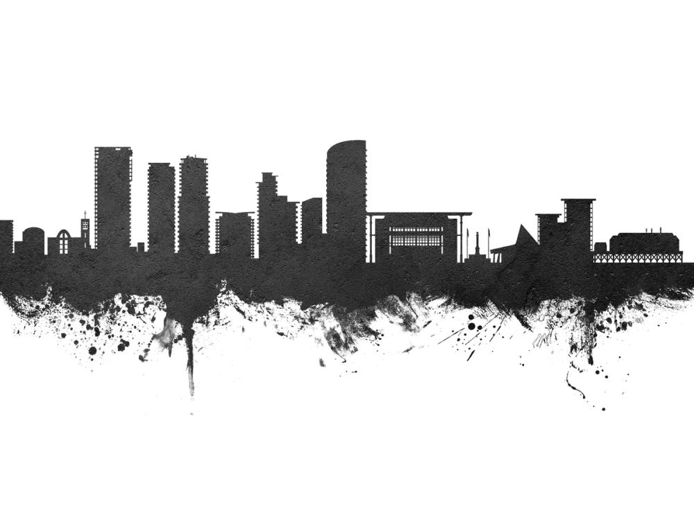 Darwin Australia Skyline Black & White