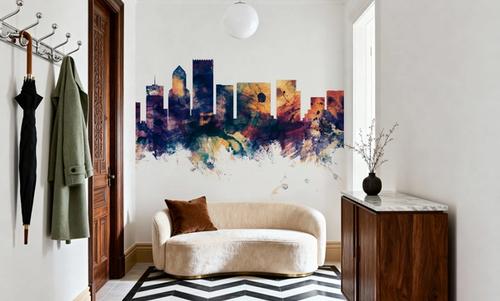Portland Oregon Skyline Blue & Bronze