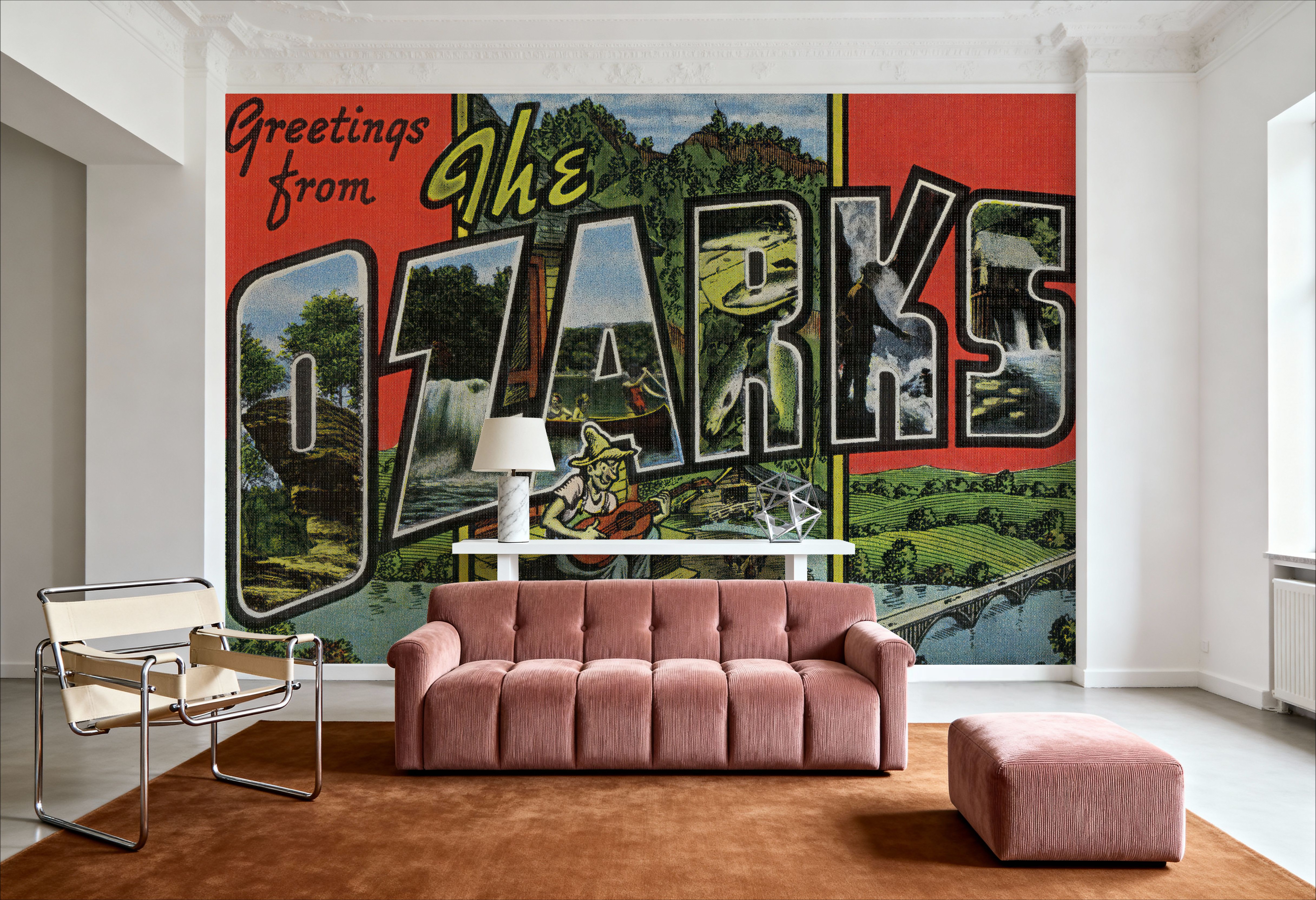 Greetings from The Ozarks - Screenprint Postcard, Carte da parati