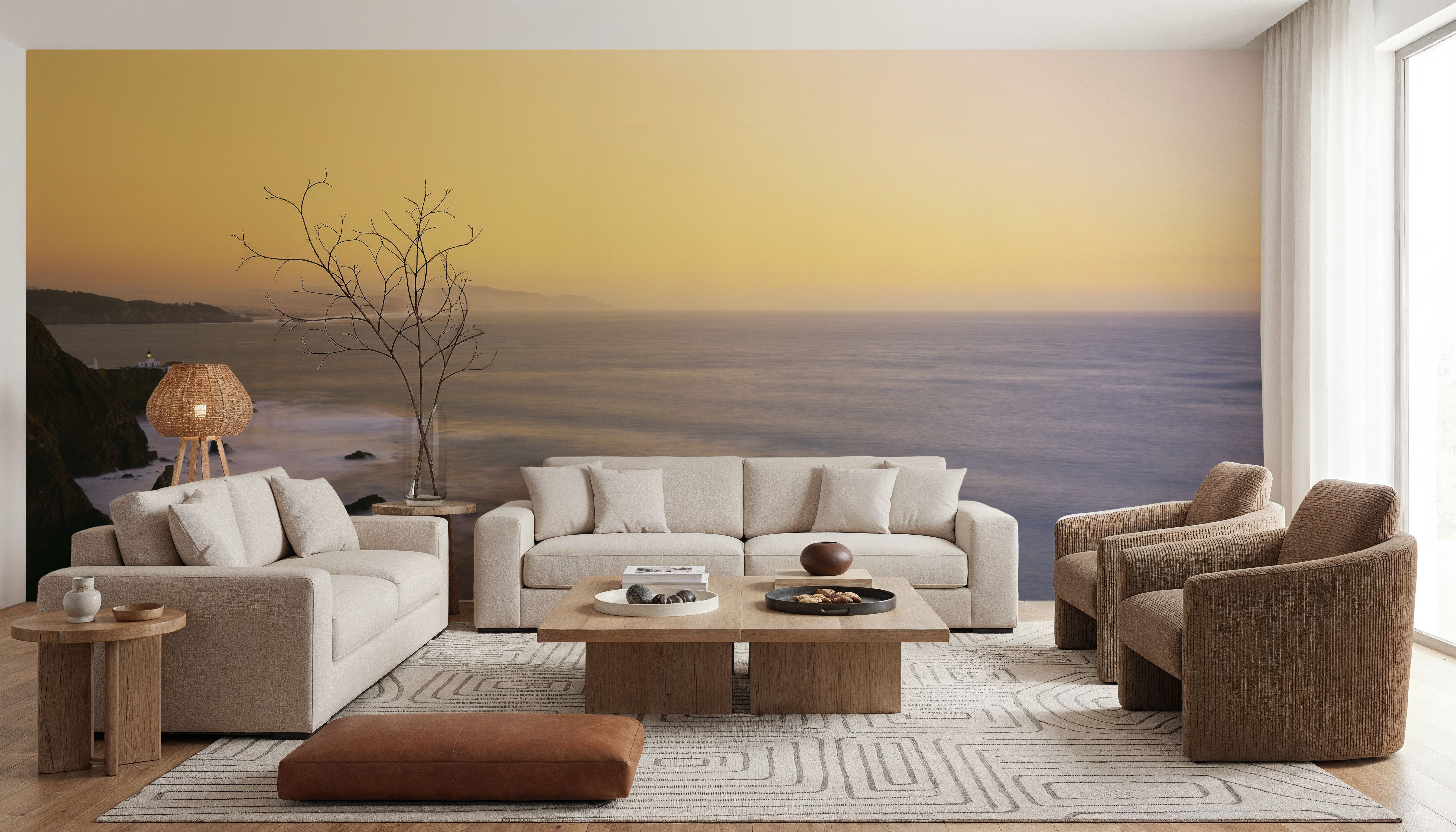 Sunset Lighthouse Haven, Wallpaper