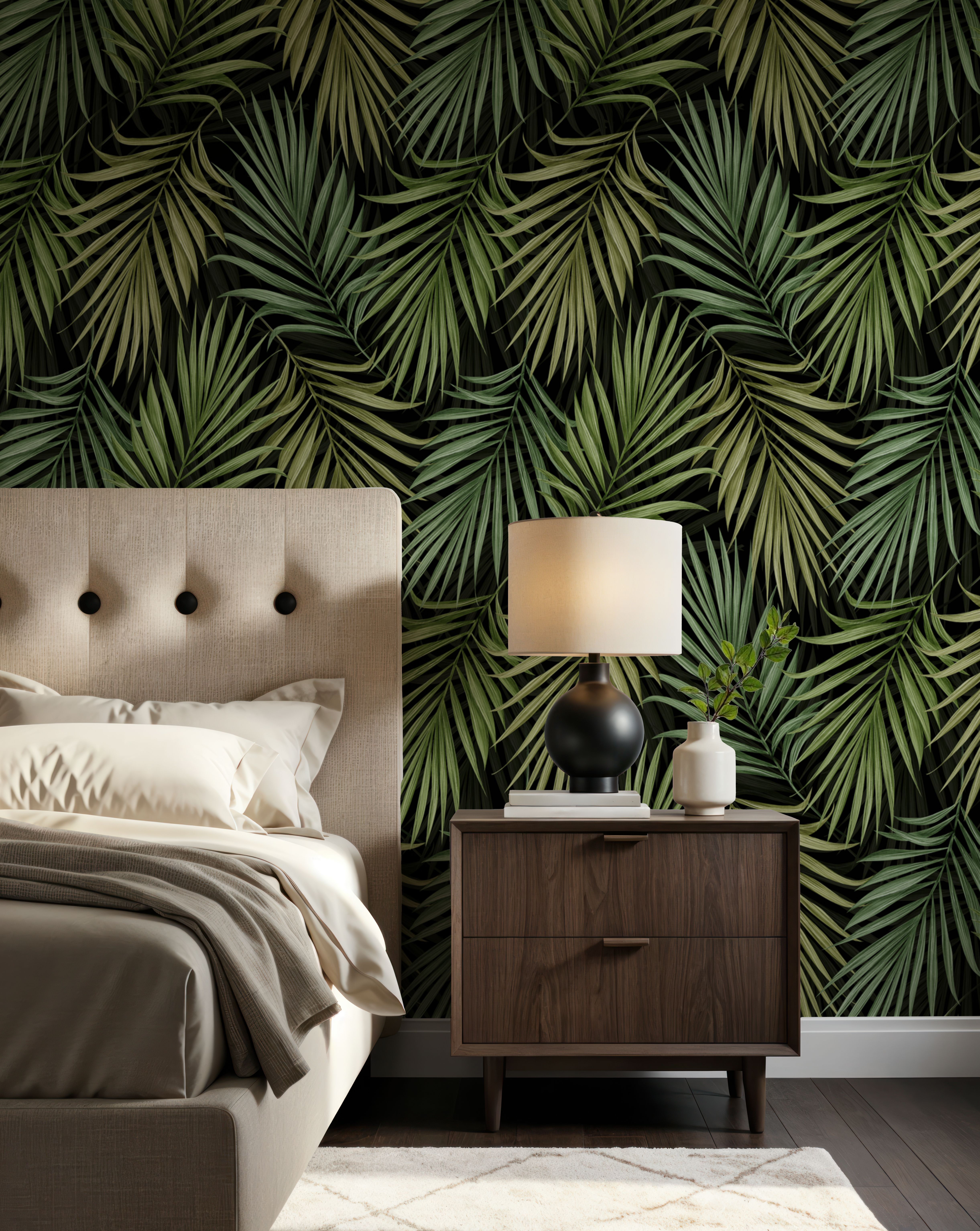 Bright Palms Pattern, Lush Green
