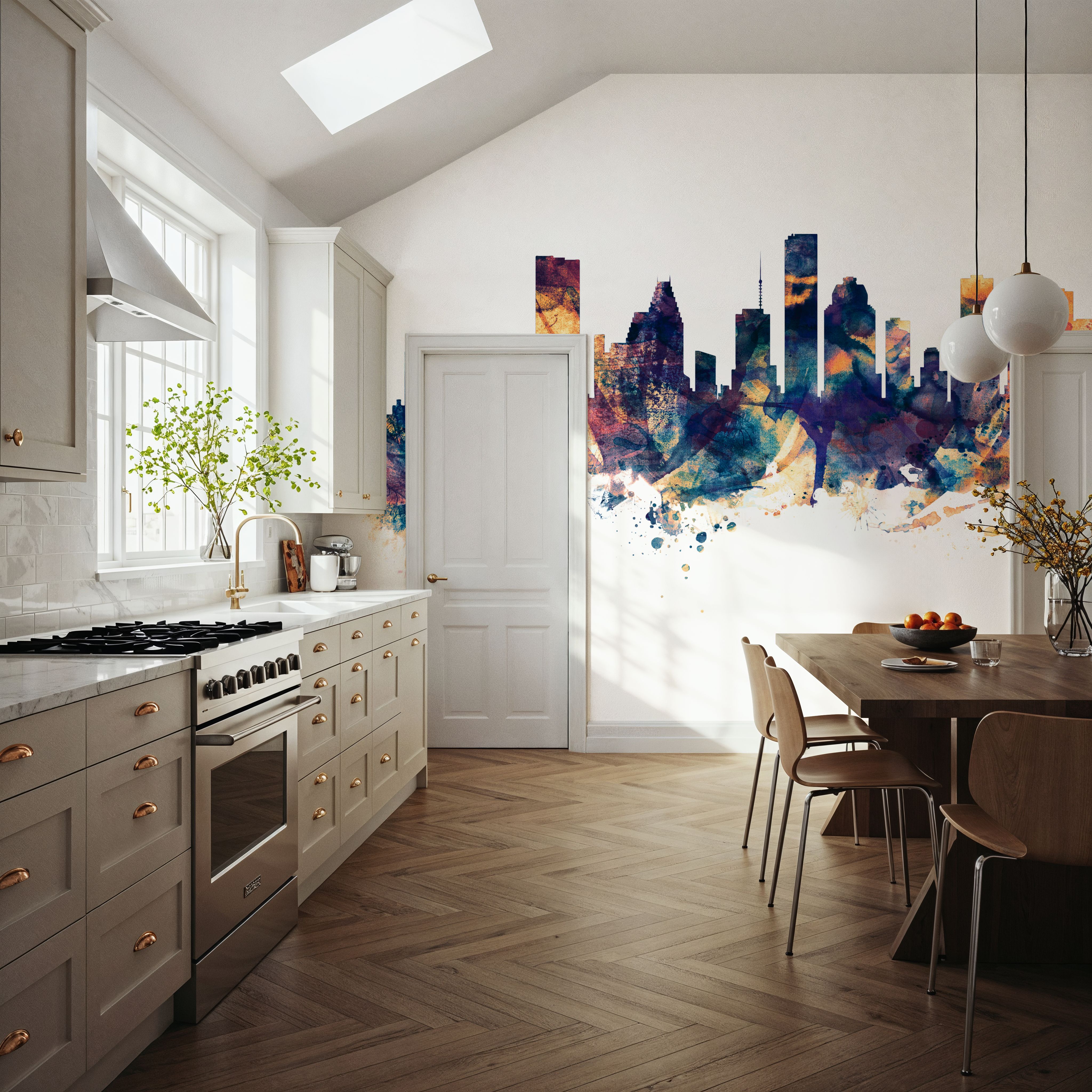 Houston Skyline Blue & Bronze