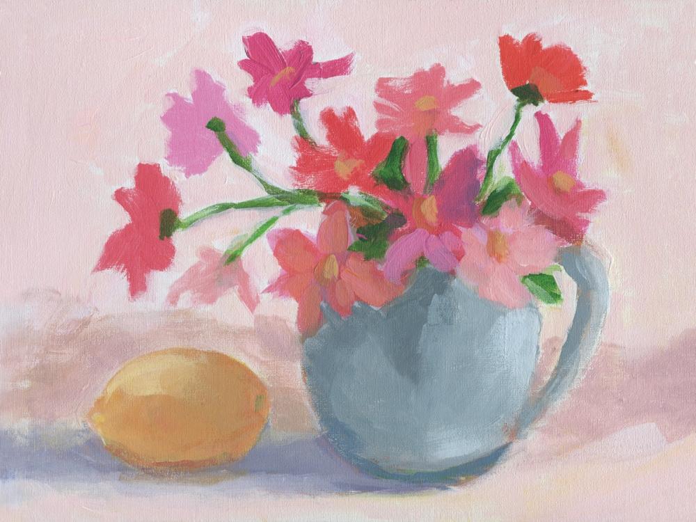 Pink Flowers with Lemon
