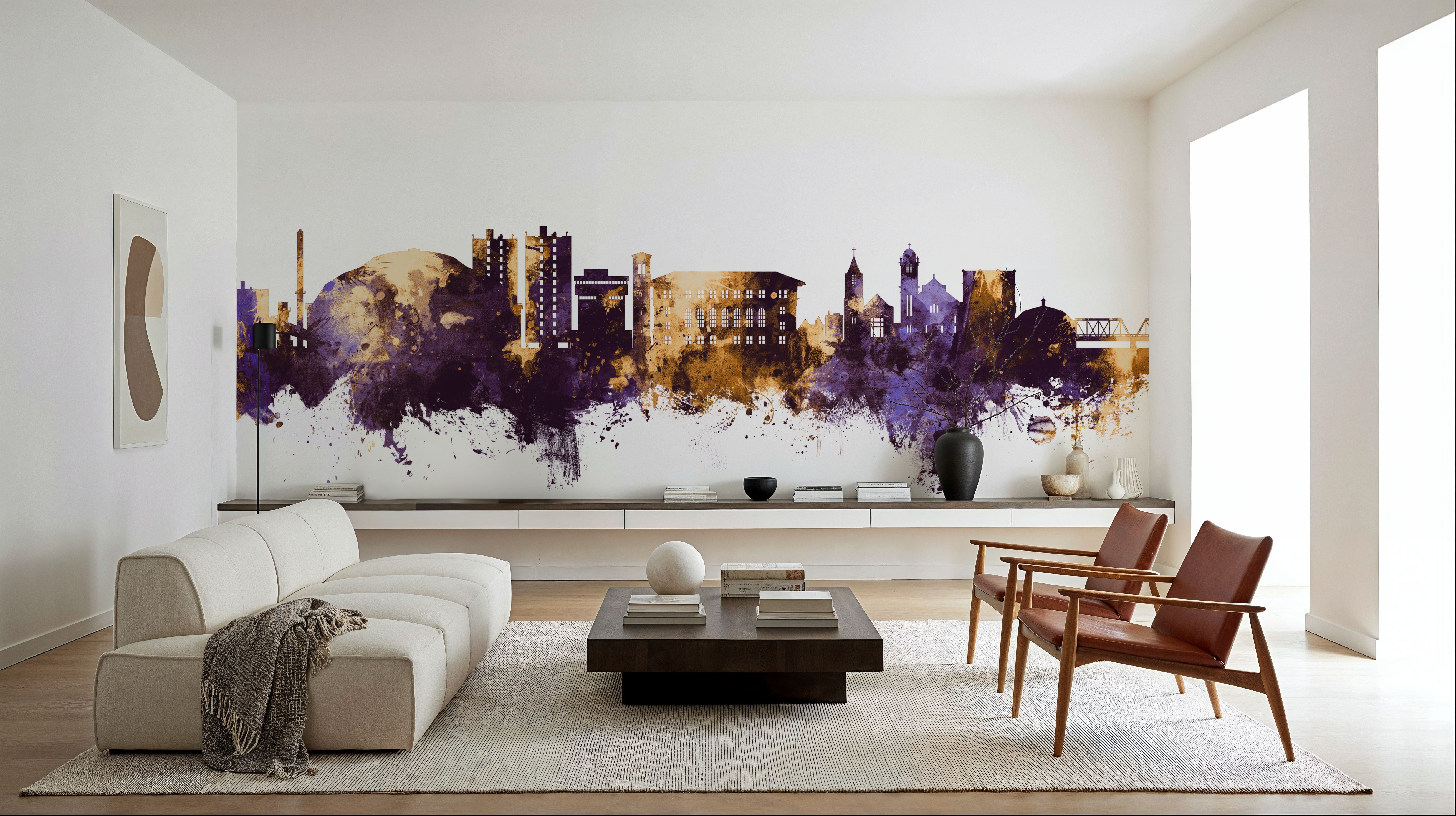 Cedar Falls Iowa Skyline Purple & Gold