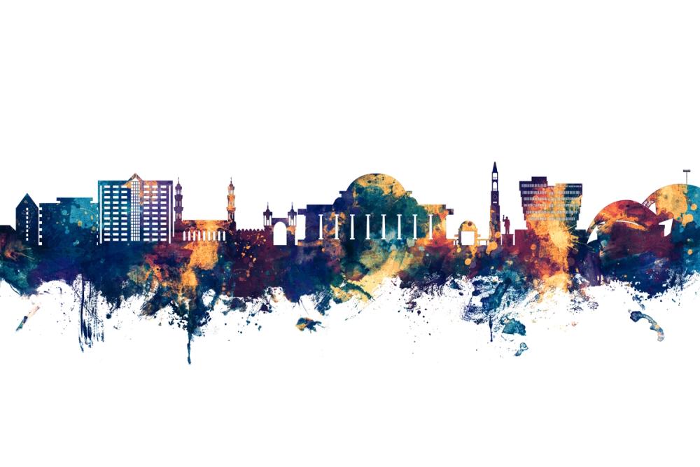 Lilongwe Malawi Skyline Blue & Bronze