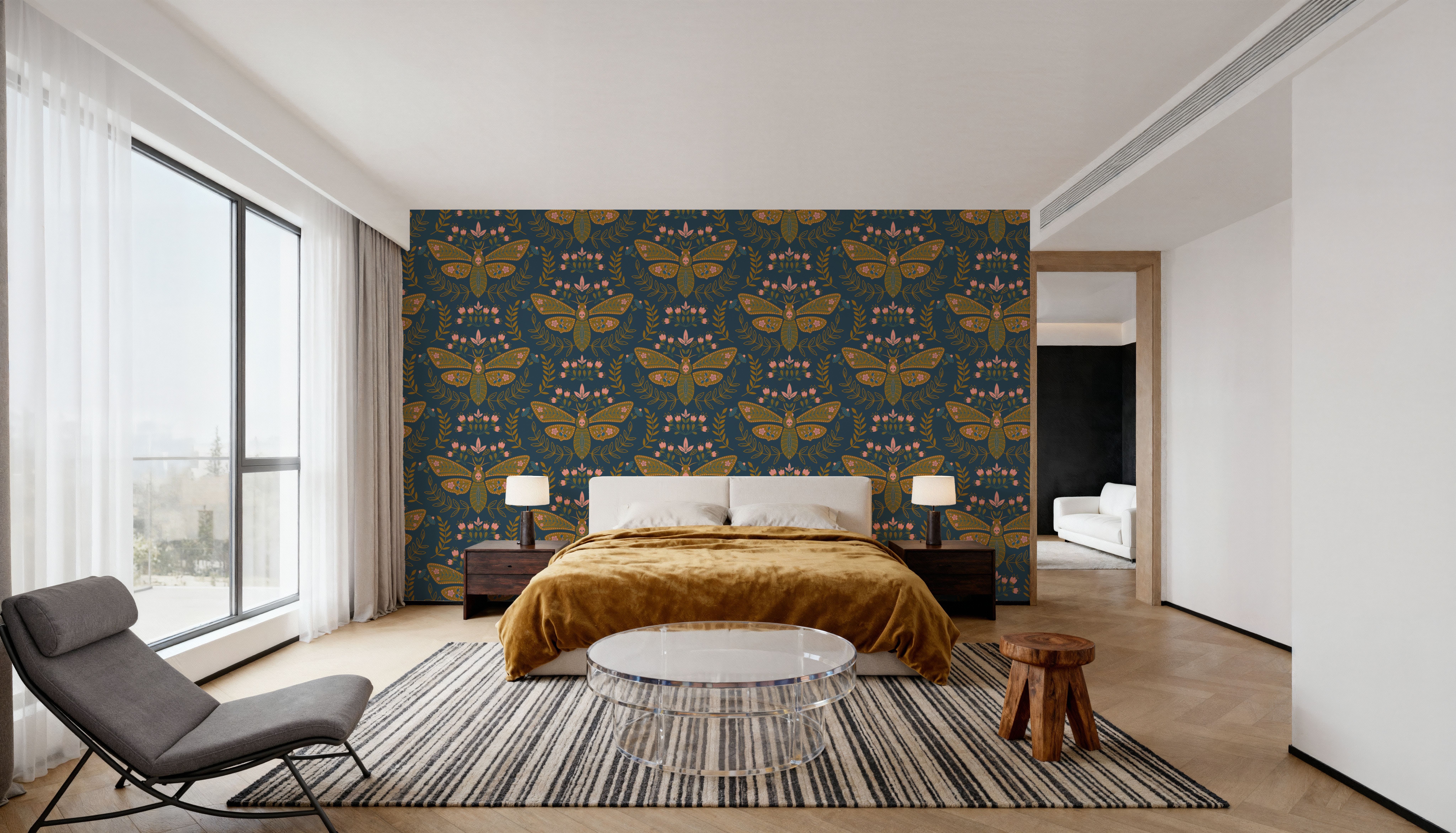 Deaths Head Moth, Dark Teal