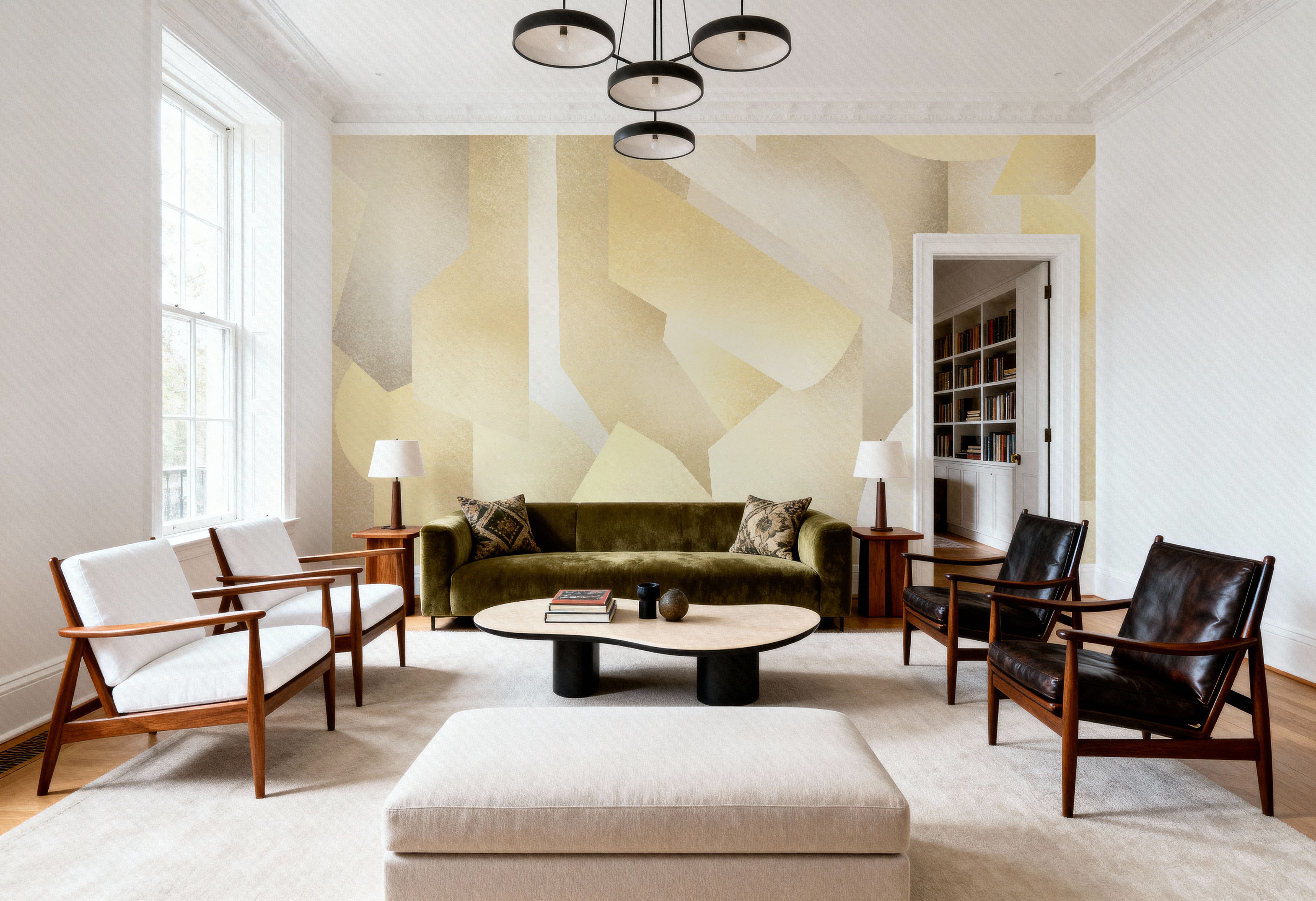 Chalky Geometrica, Butter Yellow, Wallpaper