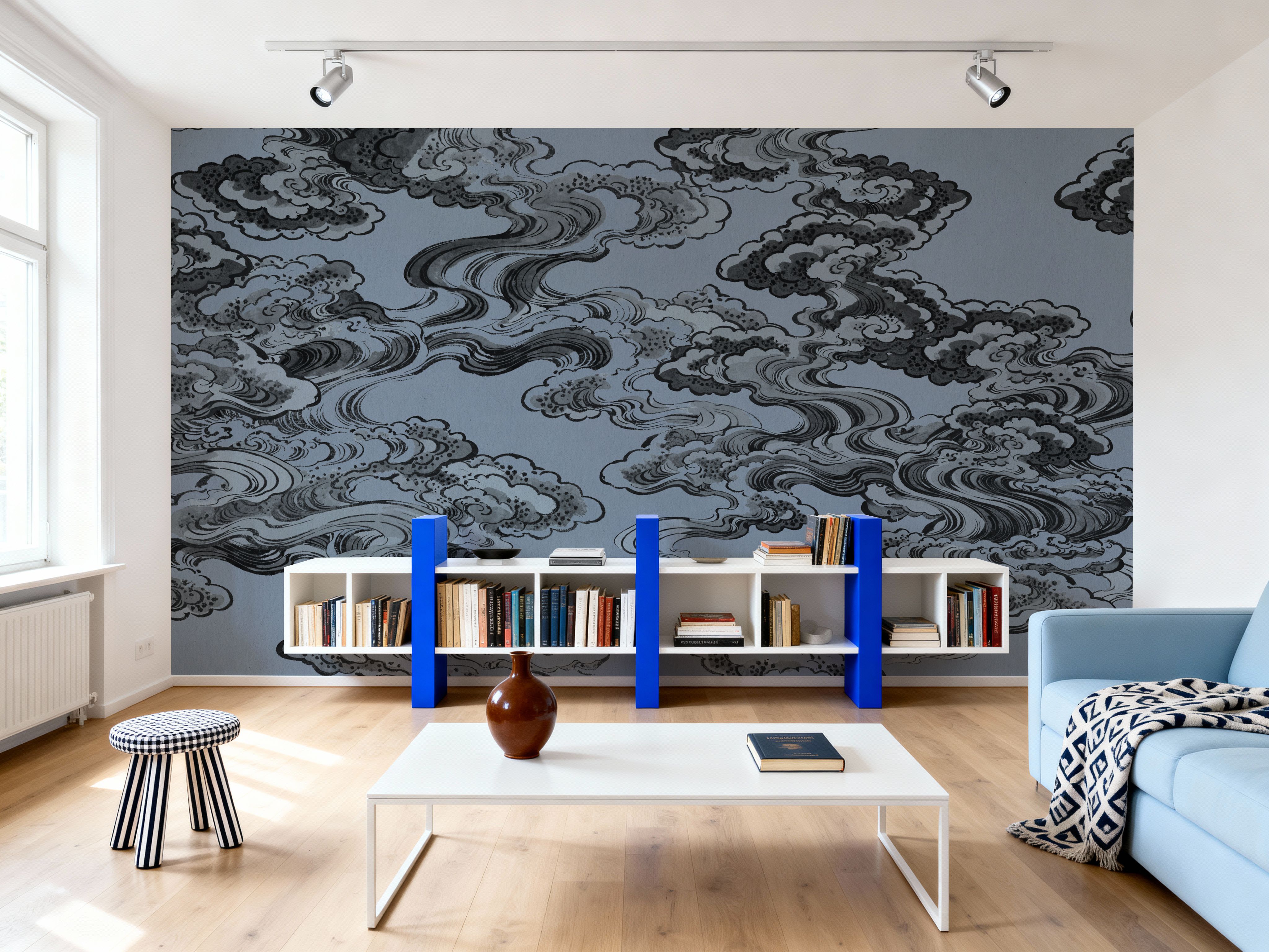 Ukiyo-e Clouds, Denim Blue