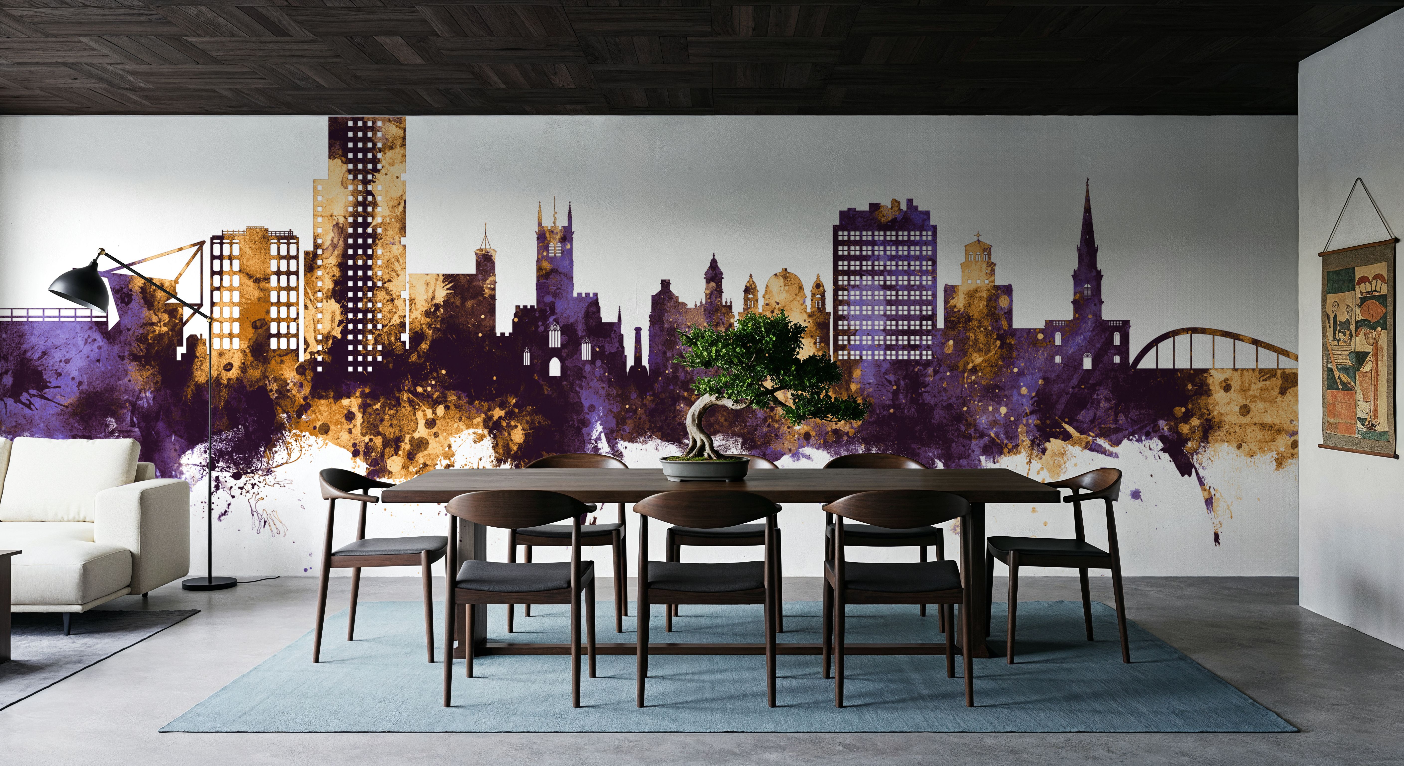 Wolverhampton England Skyline Purple & Gold