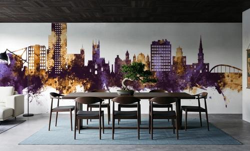 Wolverhampton England Skyline Purple & Gold