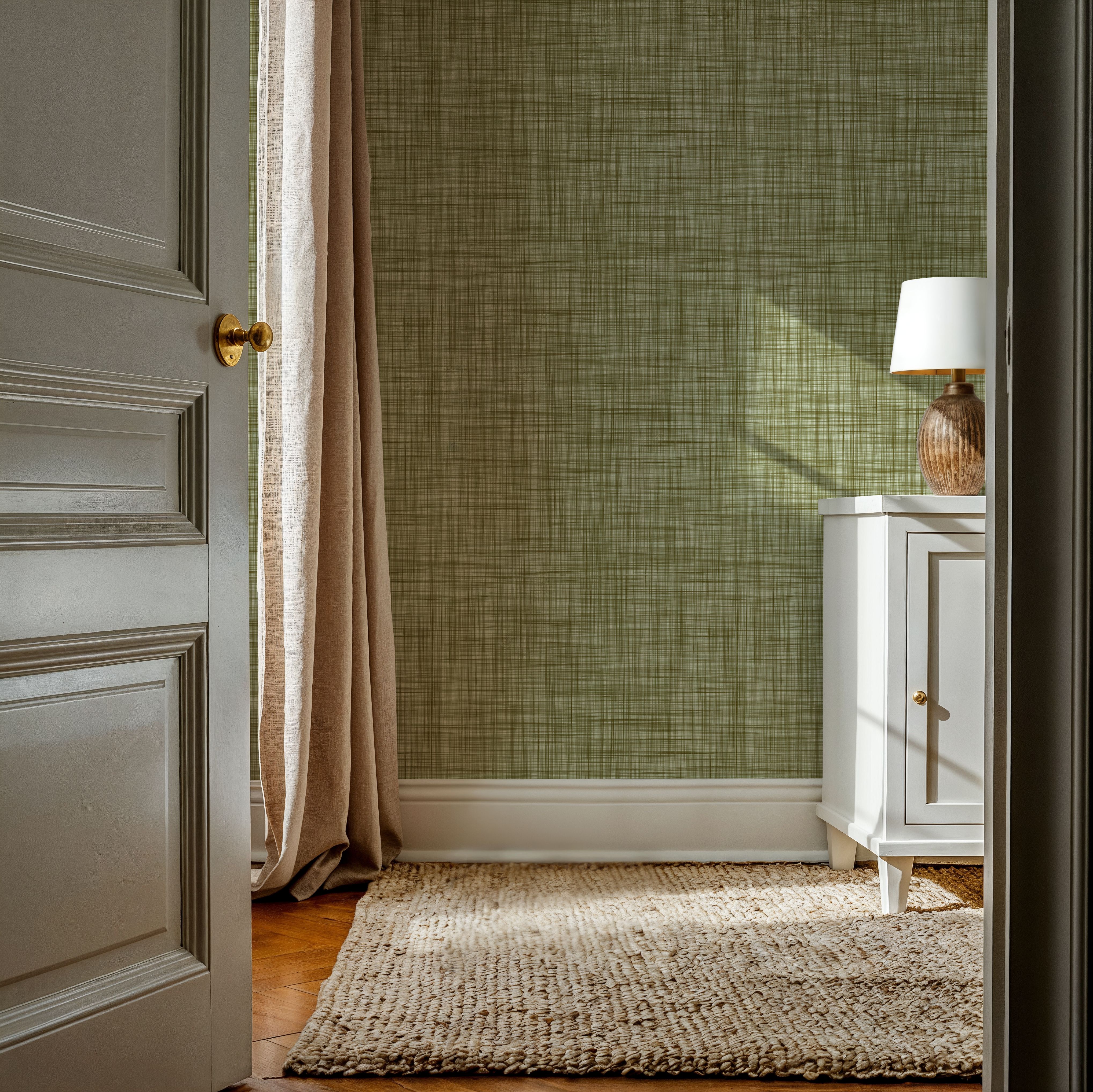 Mottled Linen Effect, Olive Green