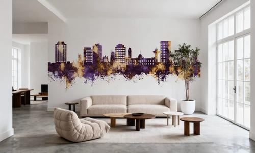 Hobart Australia Skyline Purple & Gold