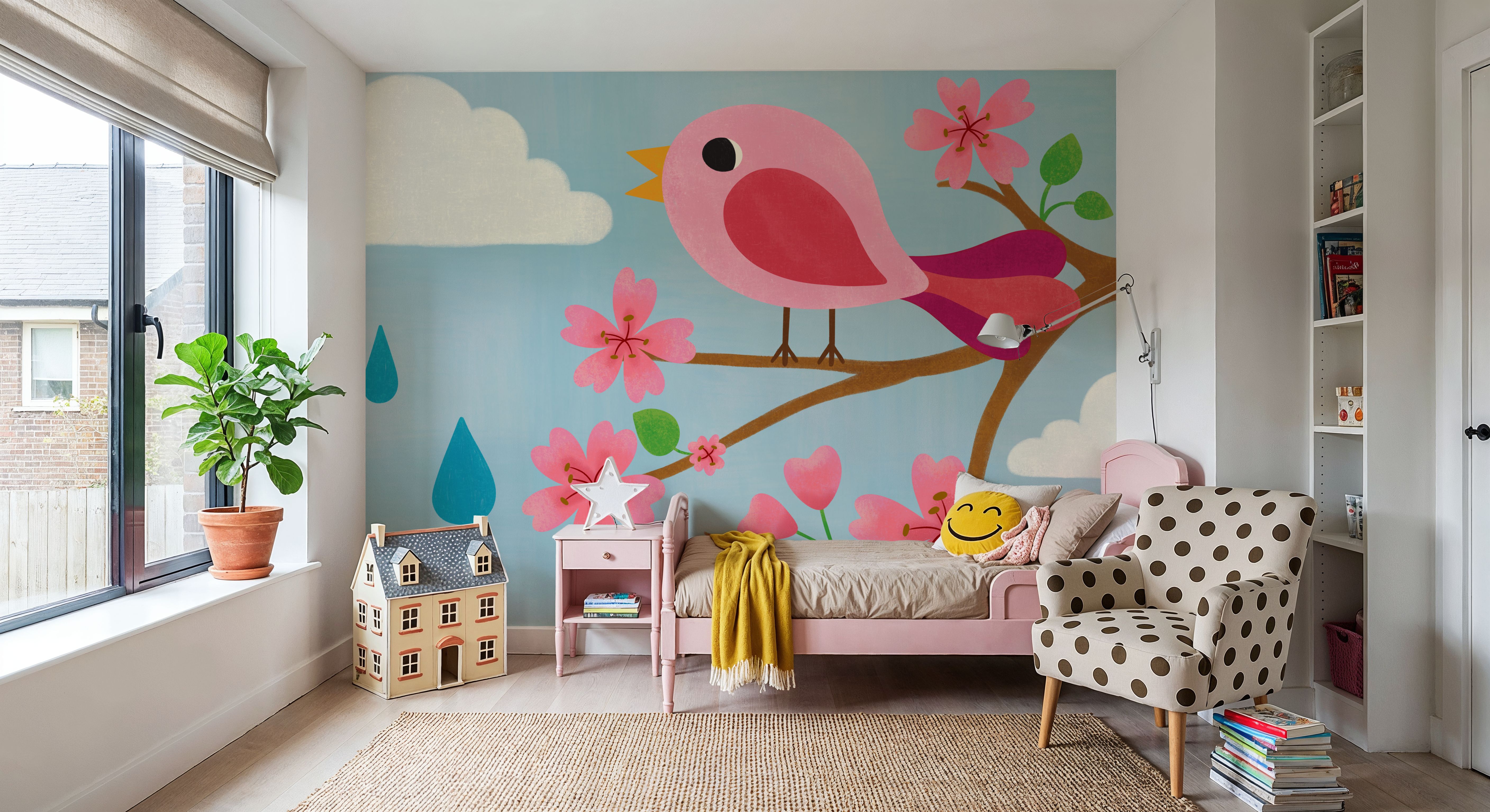 Retro Spring Bird, Wallpaper