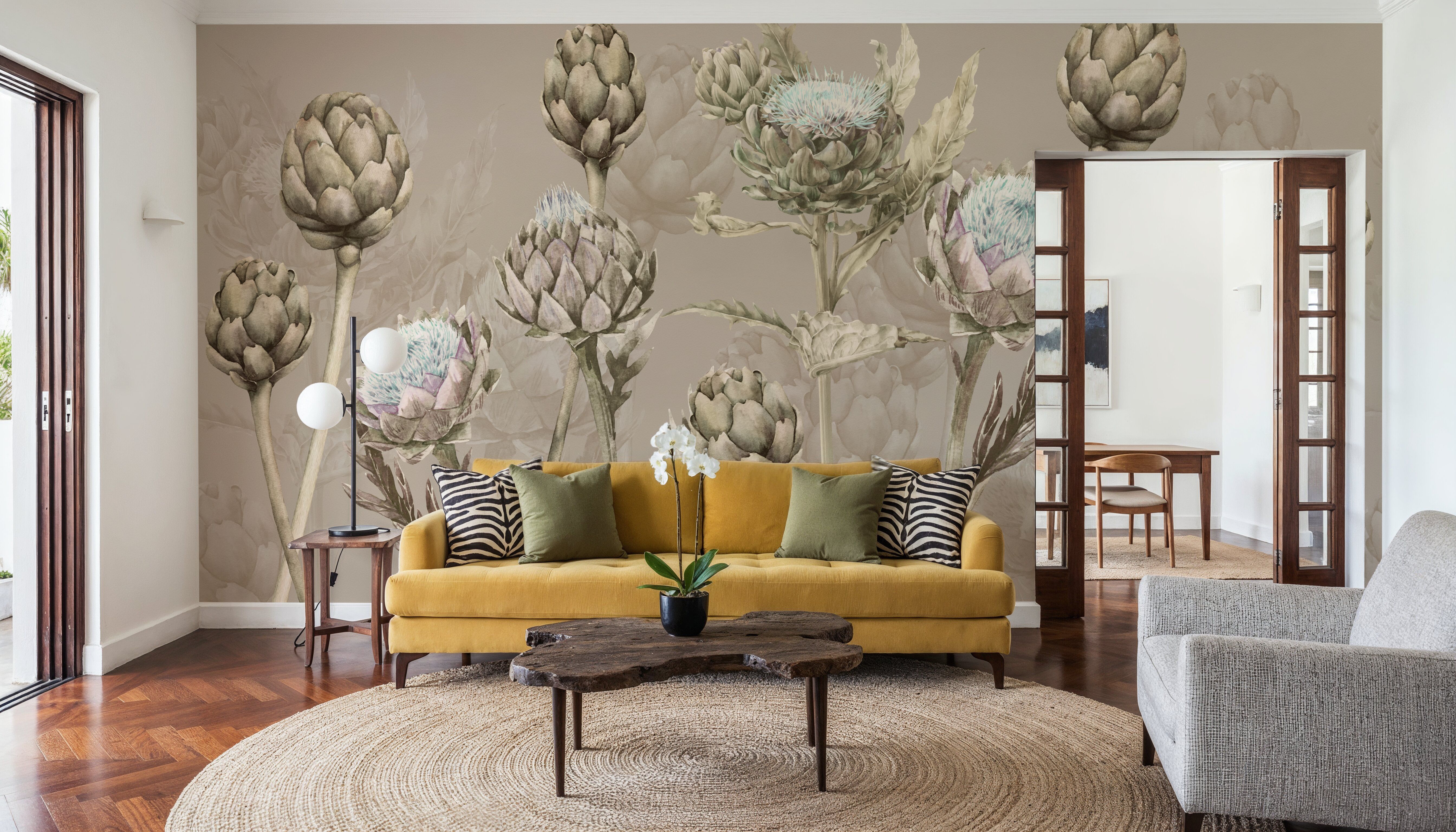 Artichoke Blooms, Mocha