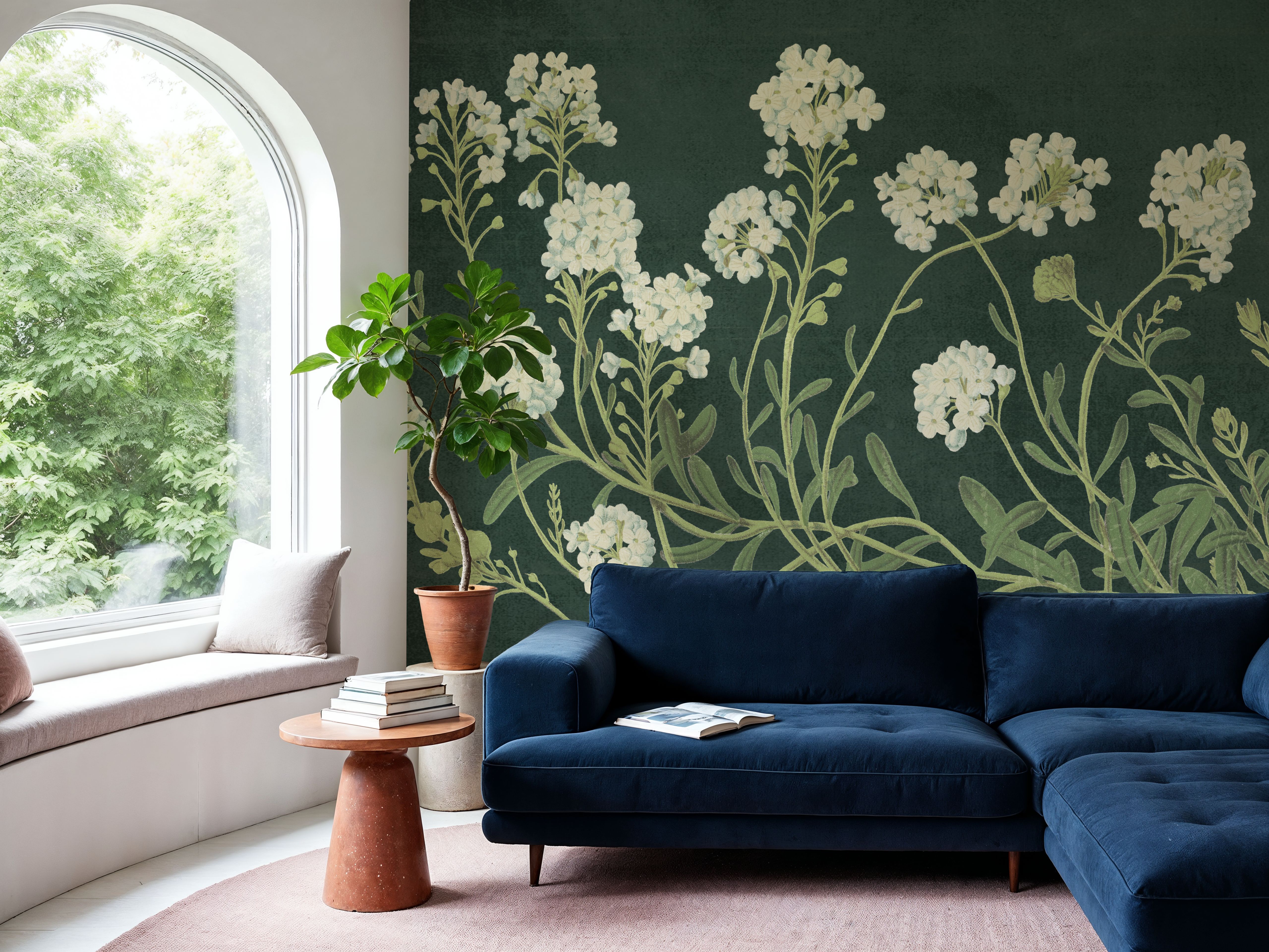 Vintage Flowers on Green