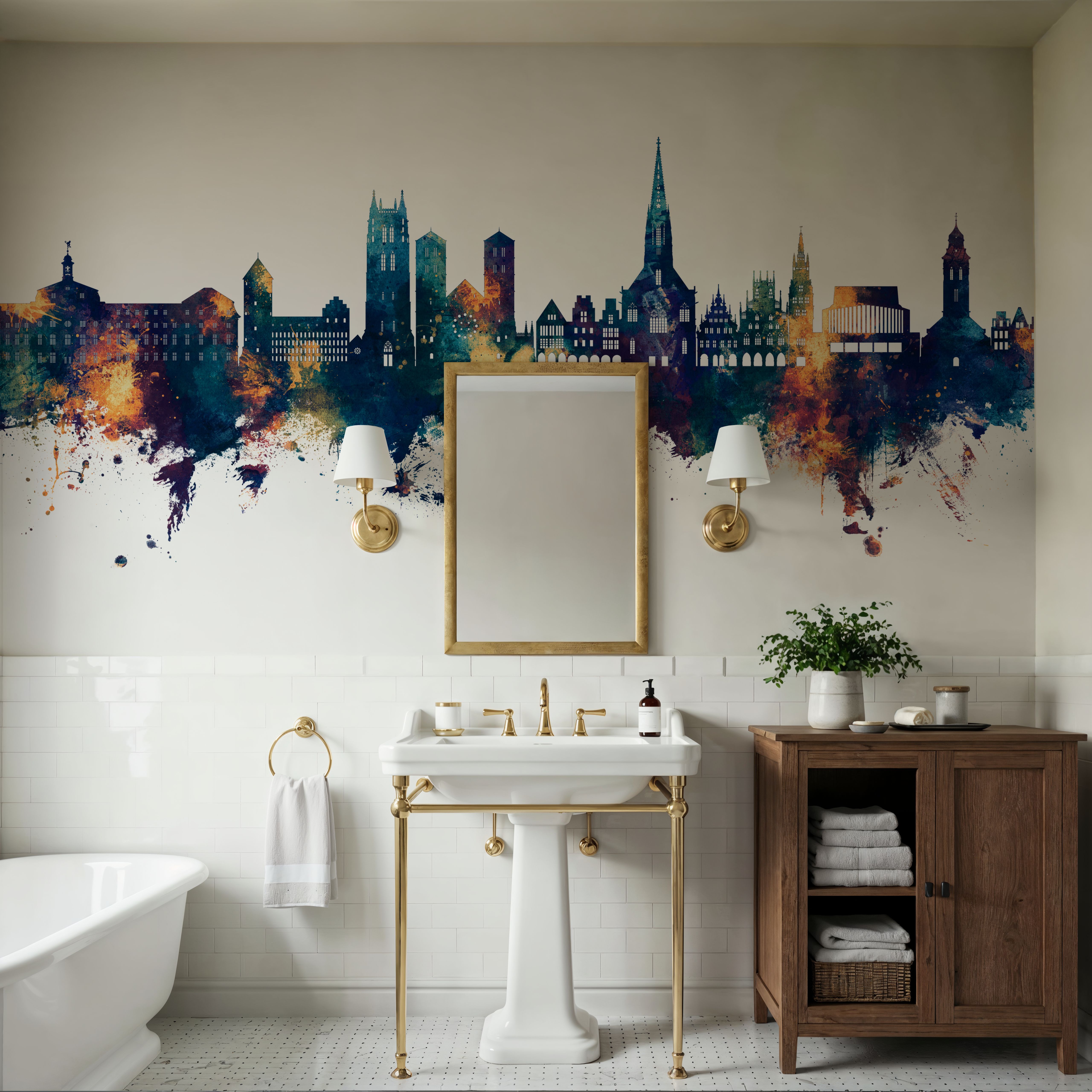 Münster Germany Skyline Blue & Bronze