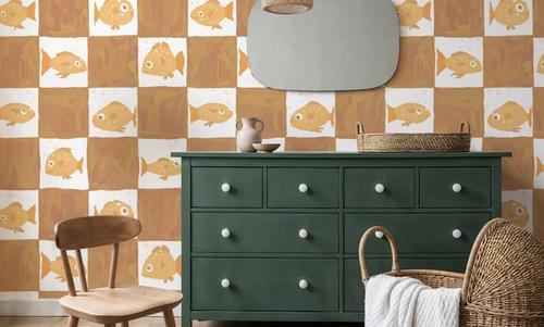 Fish Checkers, Warm Brown