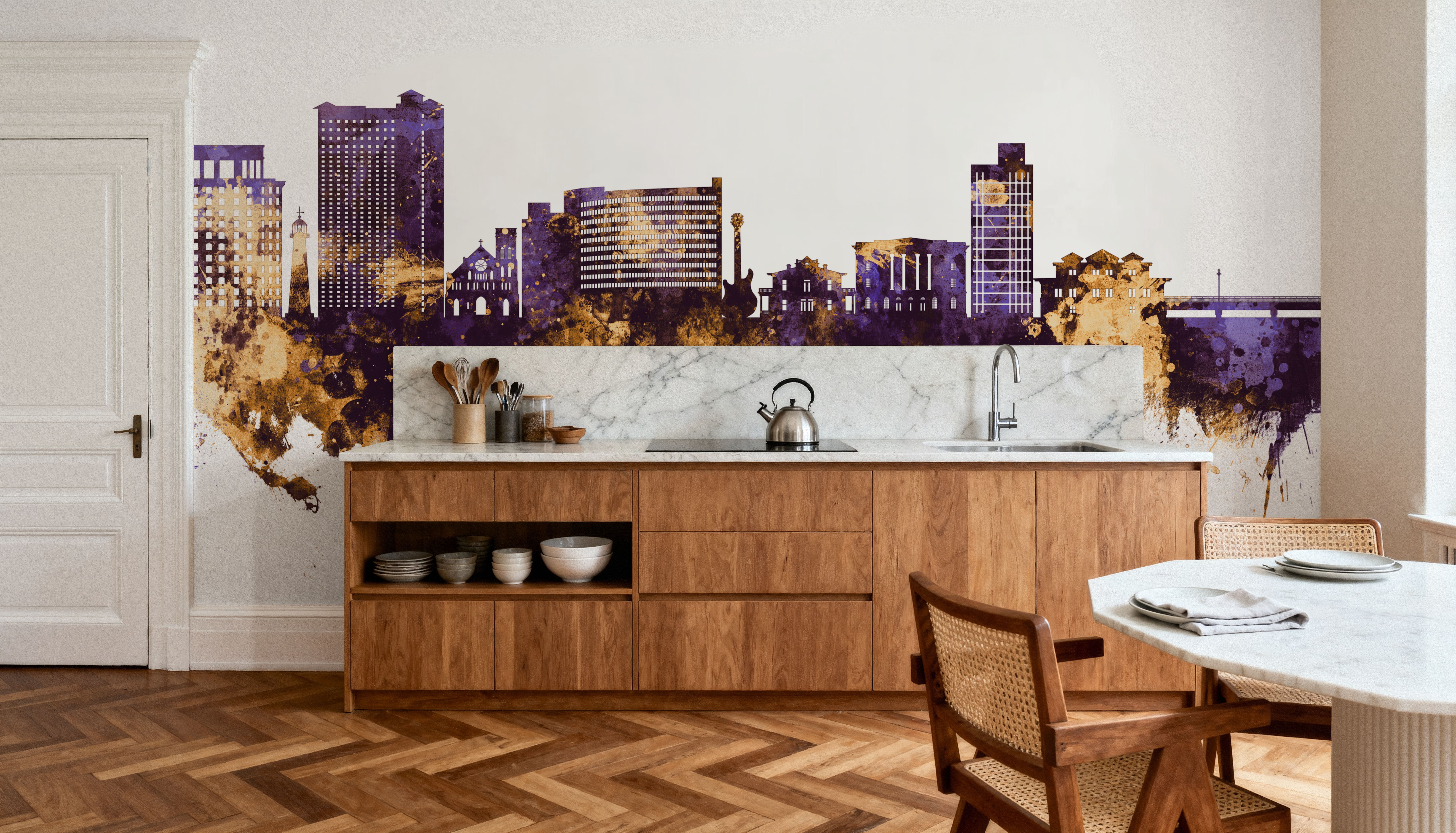 Biloxi Mississippi Skyline Purple & Gold