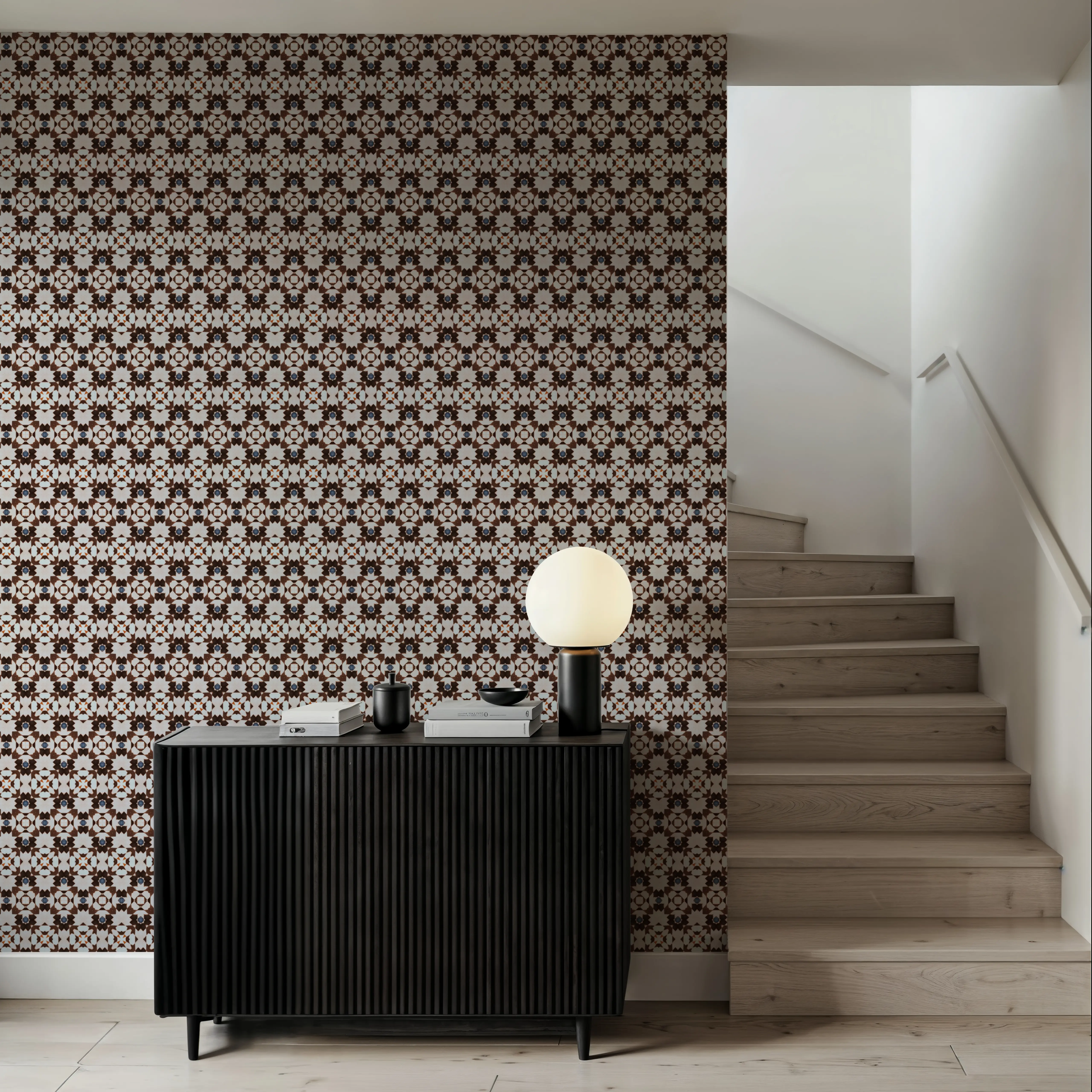 Wallpaper - Anakdra - Lines Tiles - Brown - Bedroom - Wallism UK - Peel & Stick or Paste-the-Wall