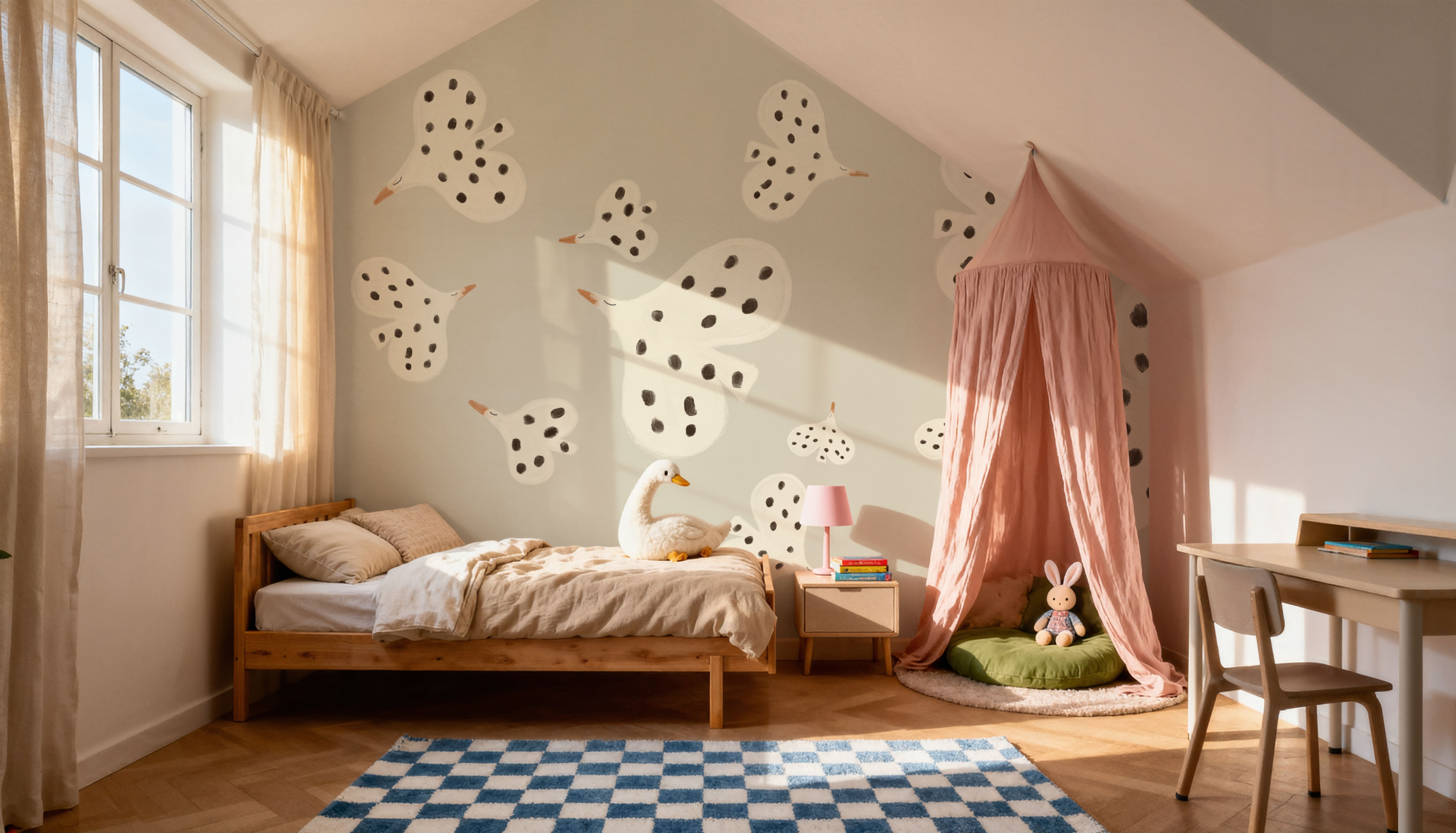 Birds Flying High, Gray, Wallpaper