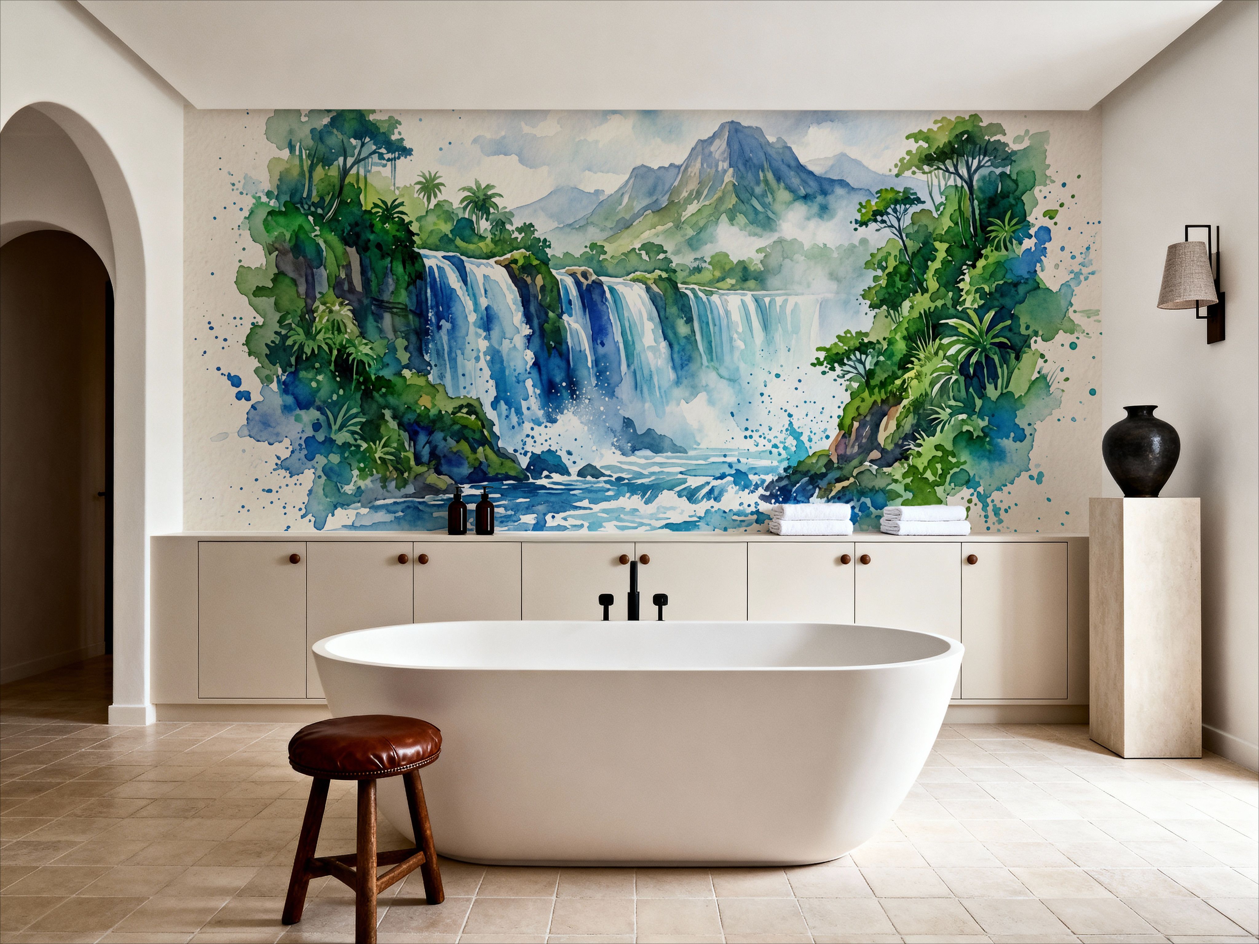 Tropical Waterfall - Watercolor Landscapes Series