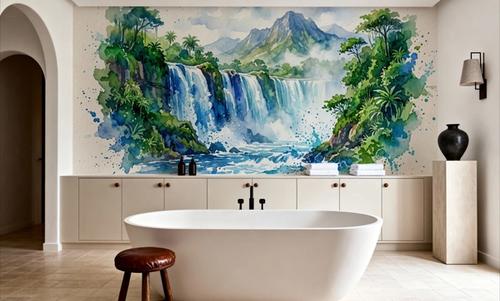 Tropical Waterfall - Watercolor Landscapes Series