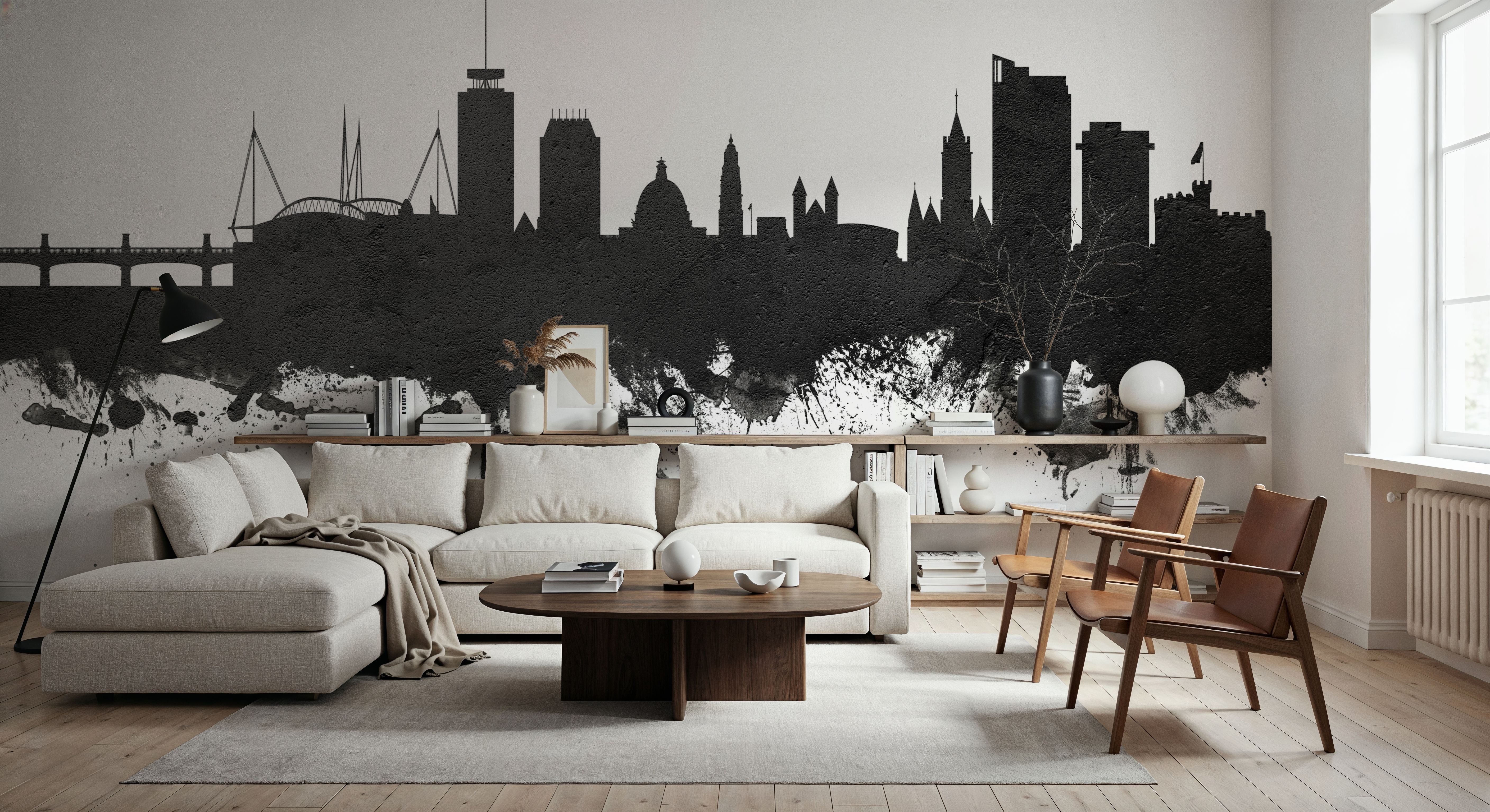 Cardiff Wales Skyline Black & White