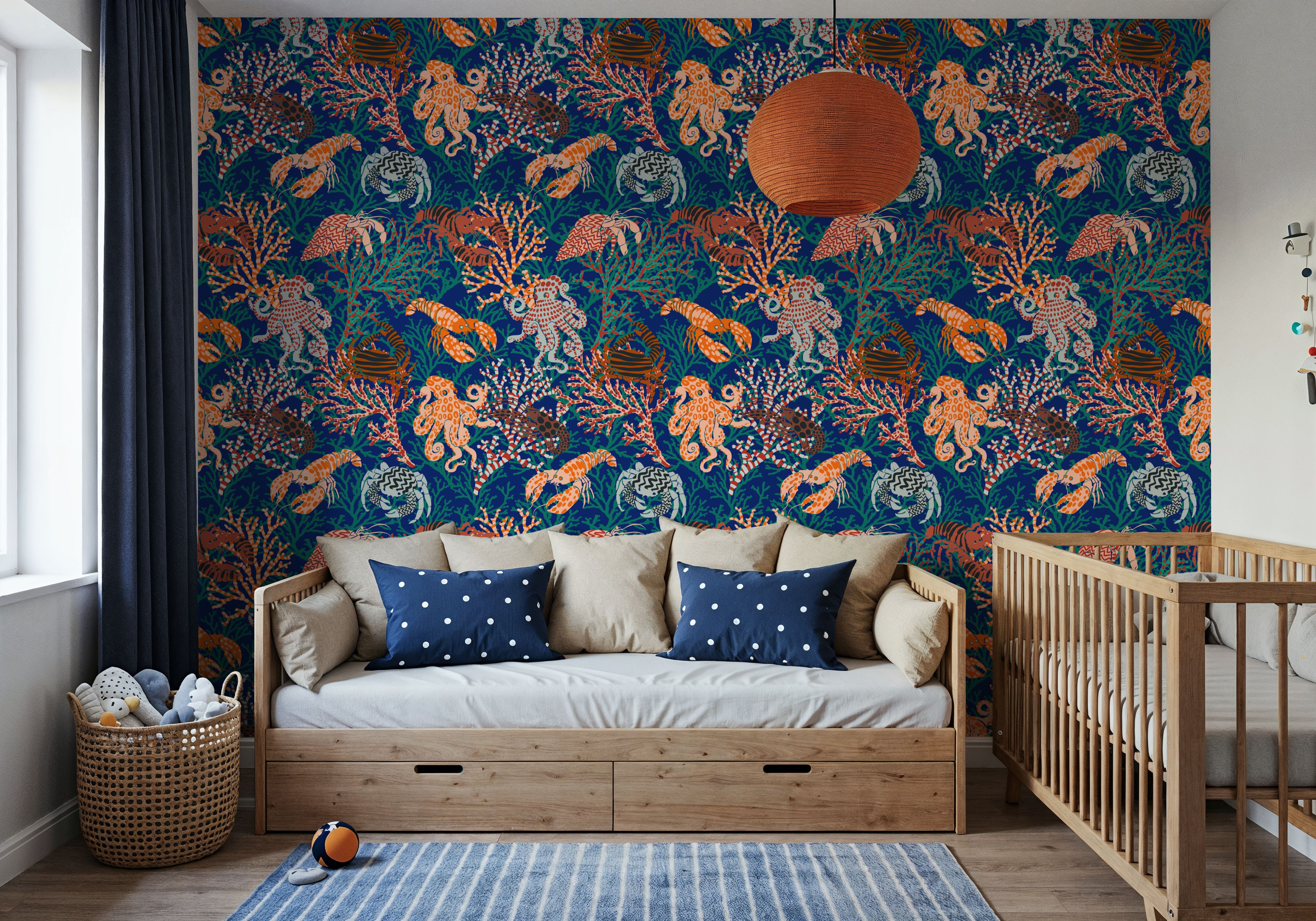 Vibrant Coral Reef, Blue and Orange