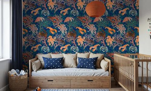 Vibrant Coral Reef, Blue and Orange