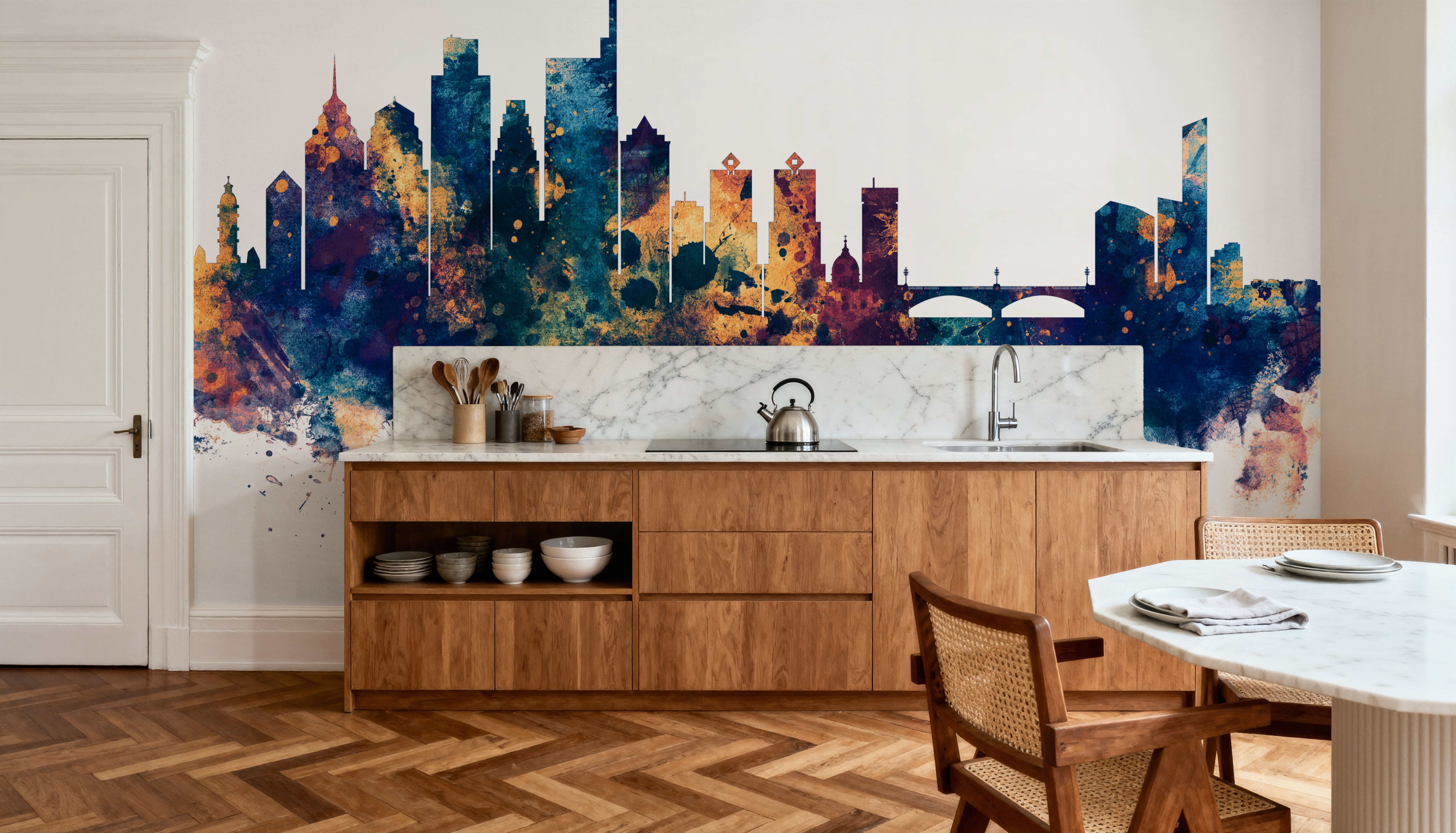 Philadelphia Skyline Blue & Bronze