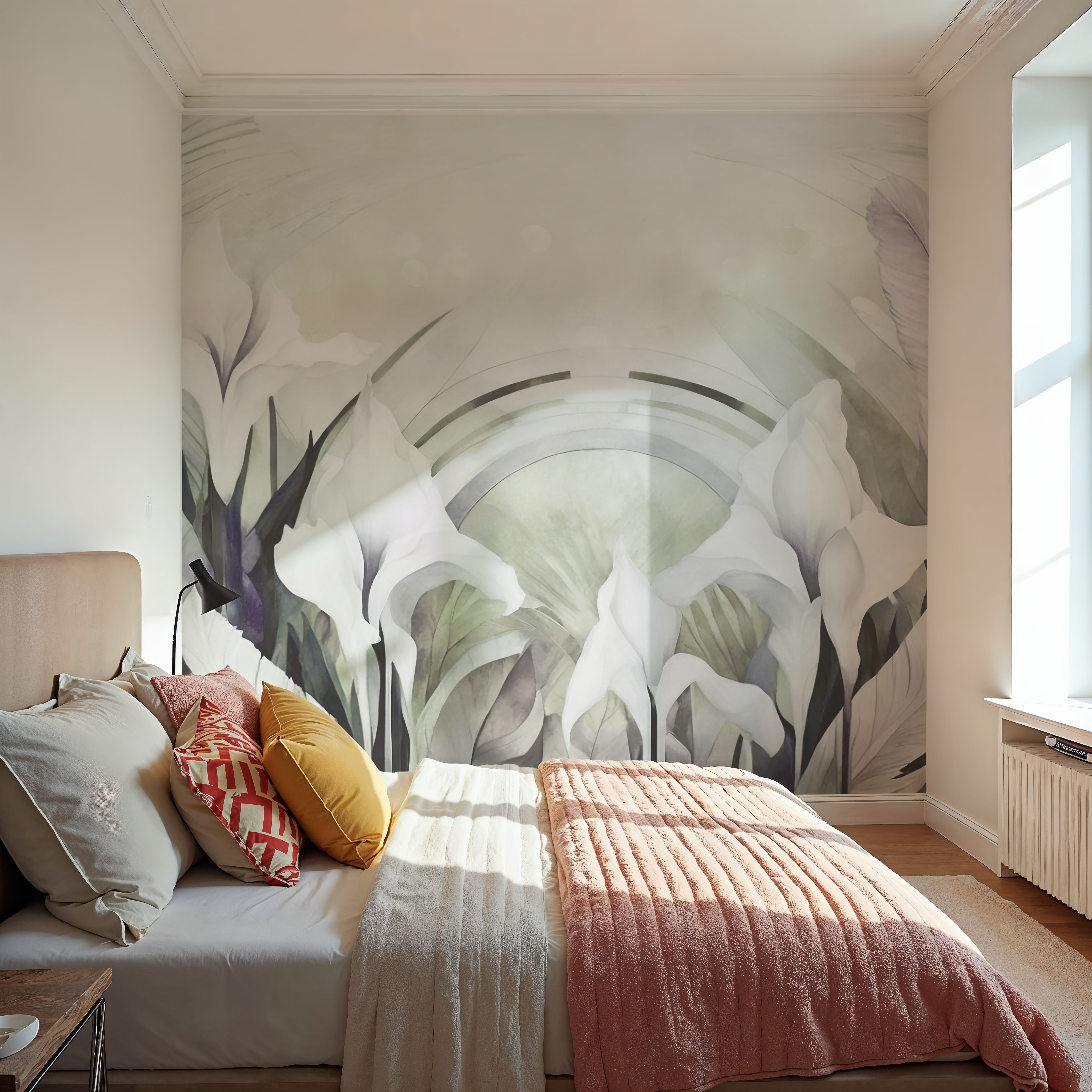 Irises and Feathers Purple Yellow