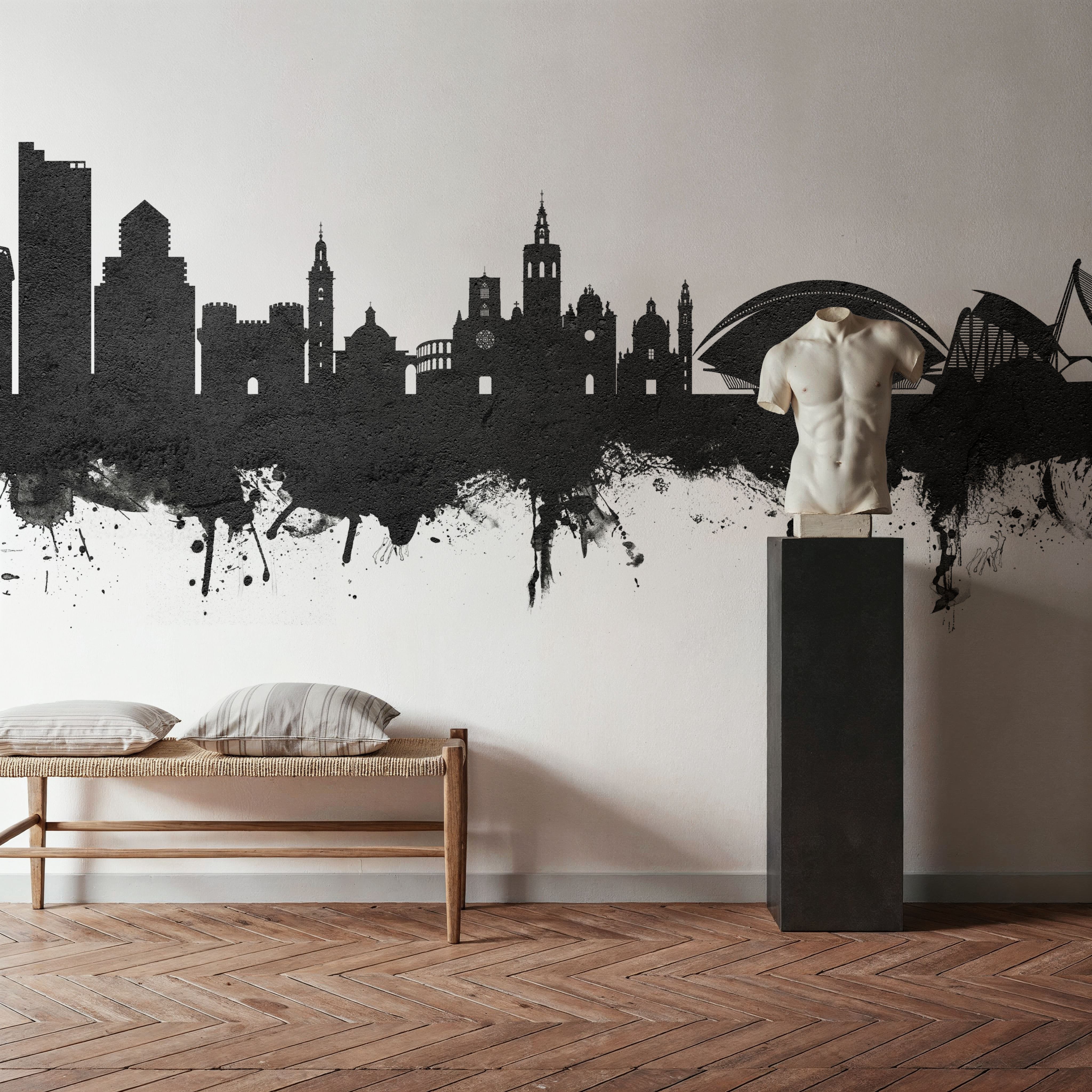 Valencia Spain Skyline Black & White