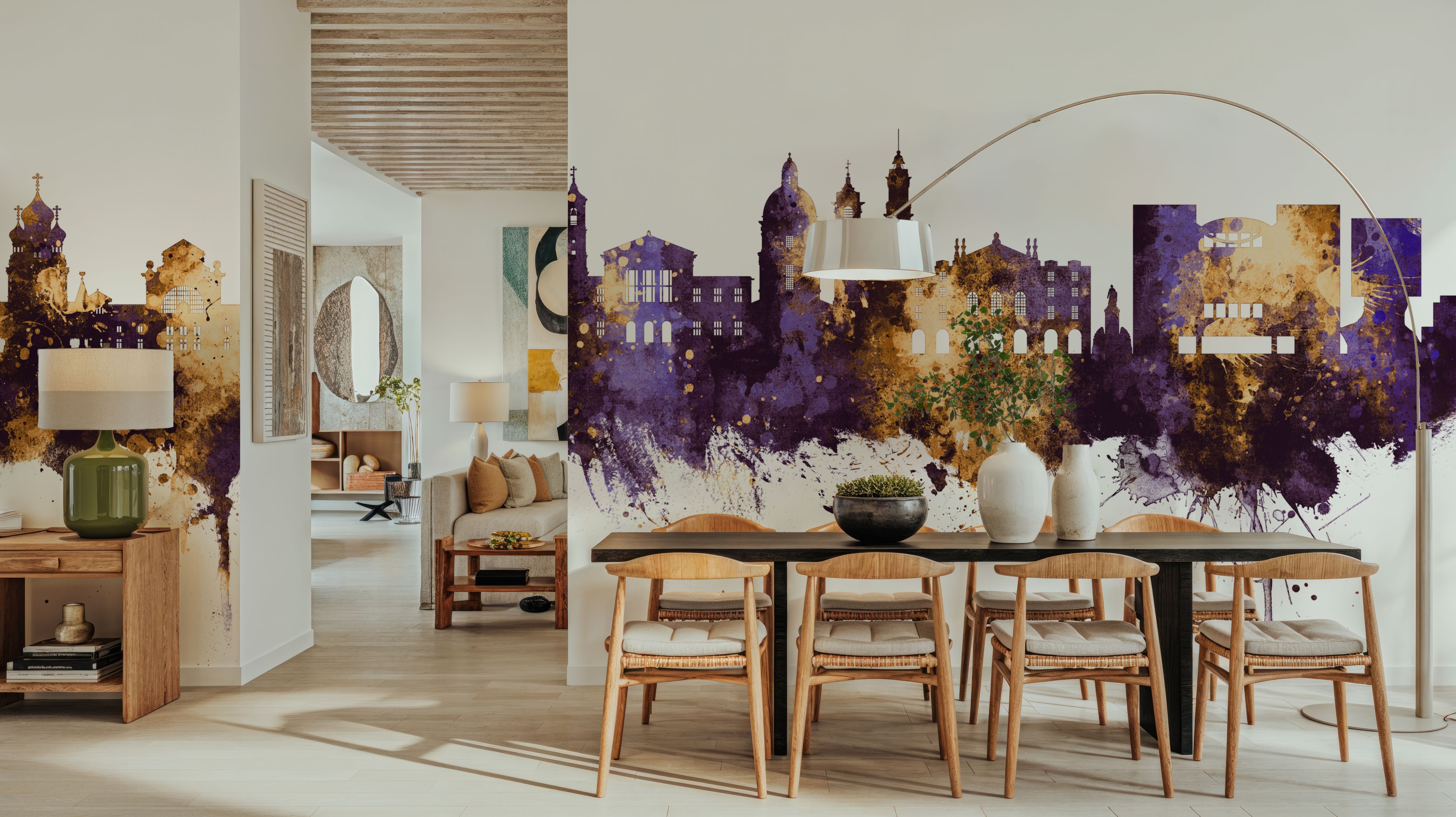 Nice France Skyline Purple & Gold