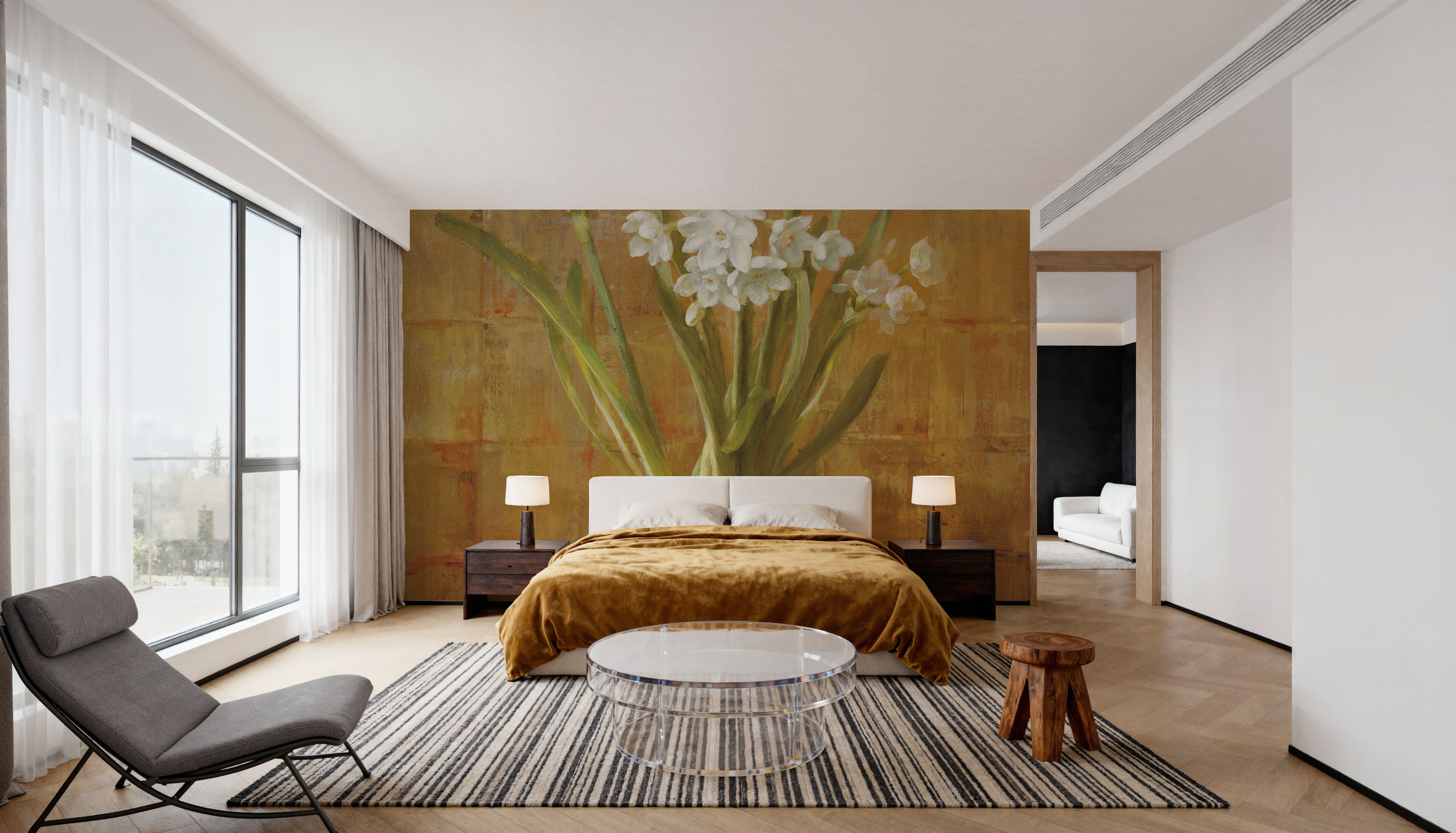 White Narcissus on Bronze, Wallpaper