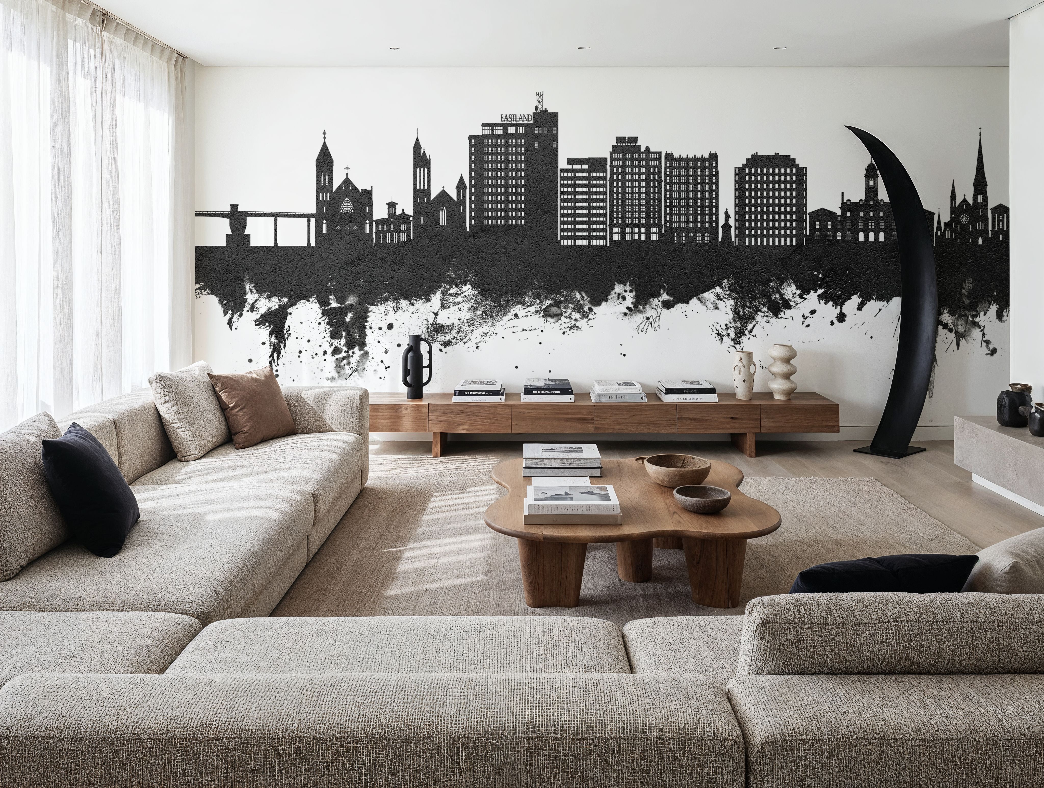 Portland Maine Skyline Black & White