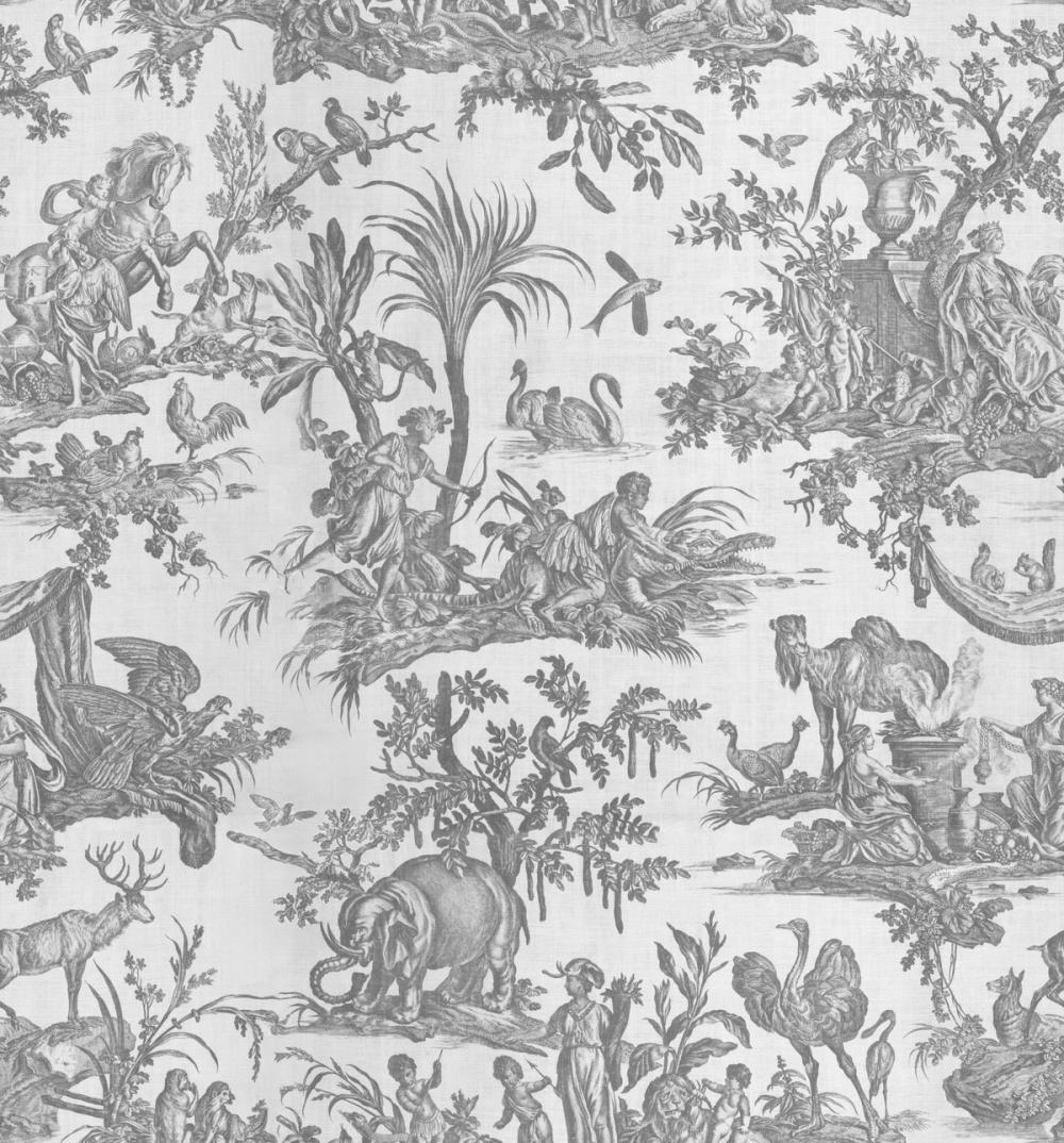 Patinated Linen Toile de Jouy, Stone