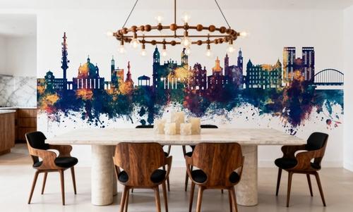 Pamplona Spain Skyline Blue & Bronze