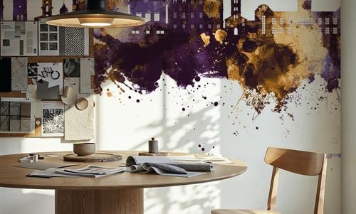 Coimbatore India Skyline Purple & Gold
