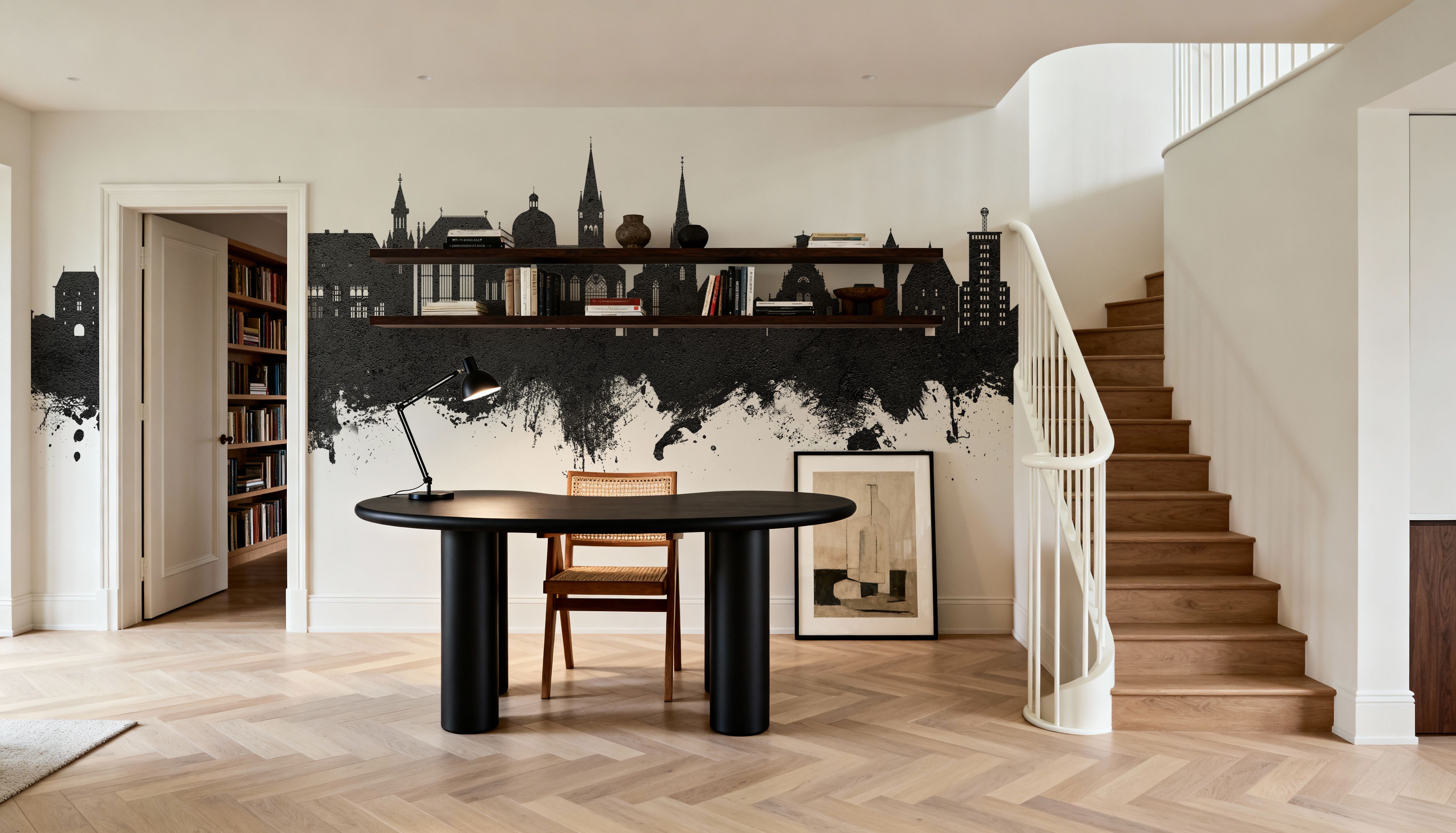 Aachen Germany Skyline Black & White