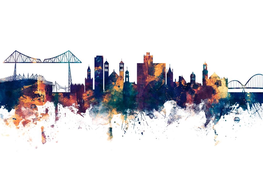 Middlesbrough England Skyline Blue & Bronze