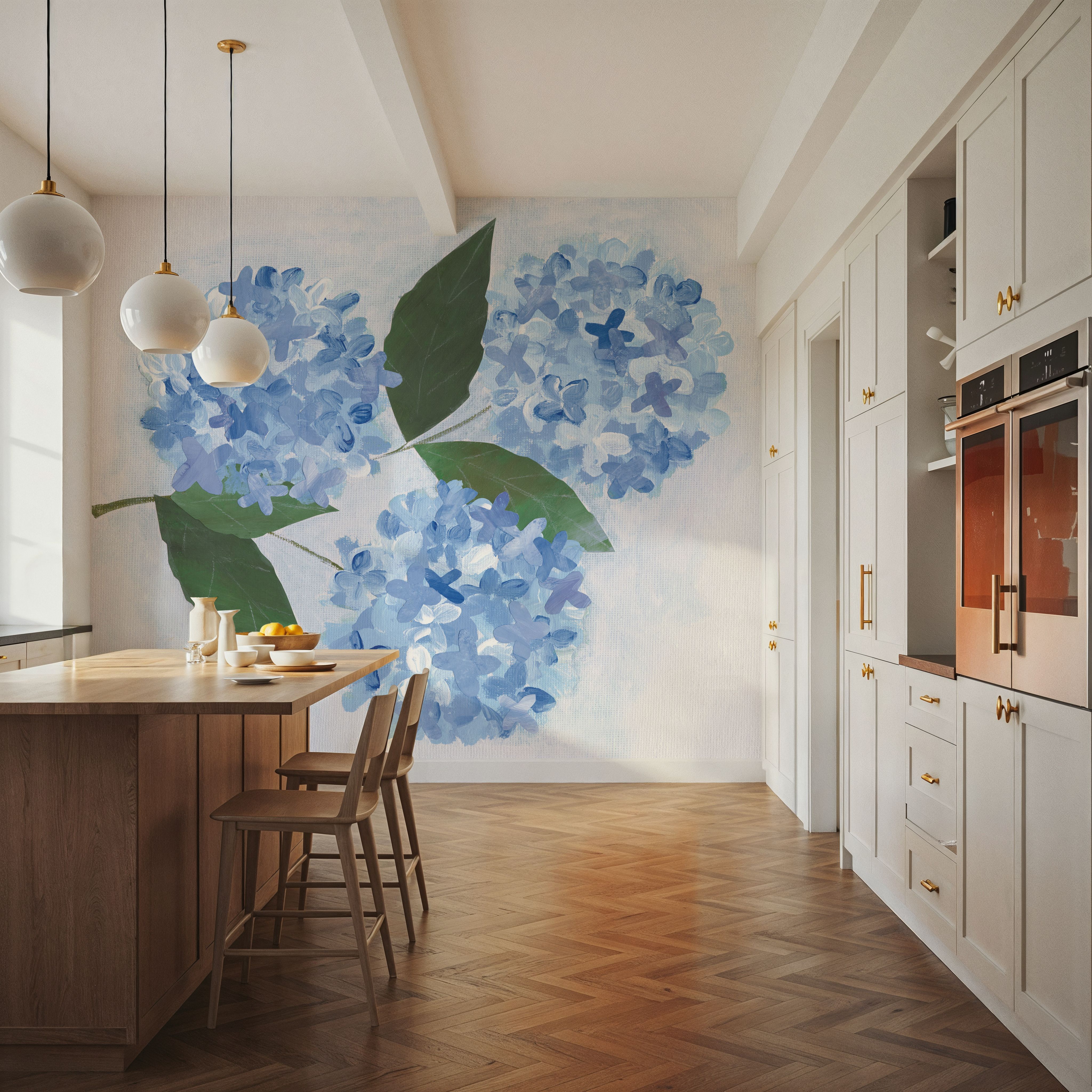Wall Mural - Providence Hydrangea I - Contemporary mural wallpaper - Dining Room - Wallism US - Premium, Textured or Peel & Stick