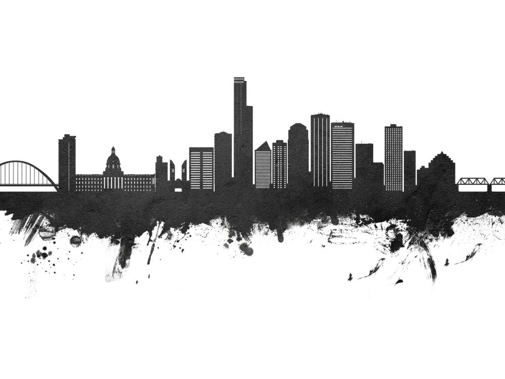 Edmonton Canada Skyline Black & White