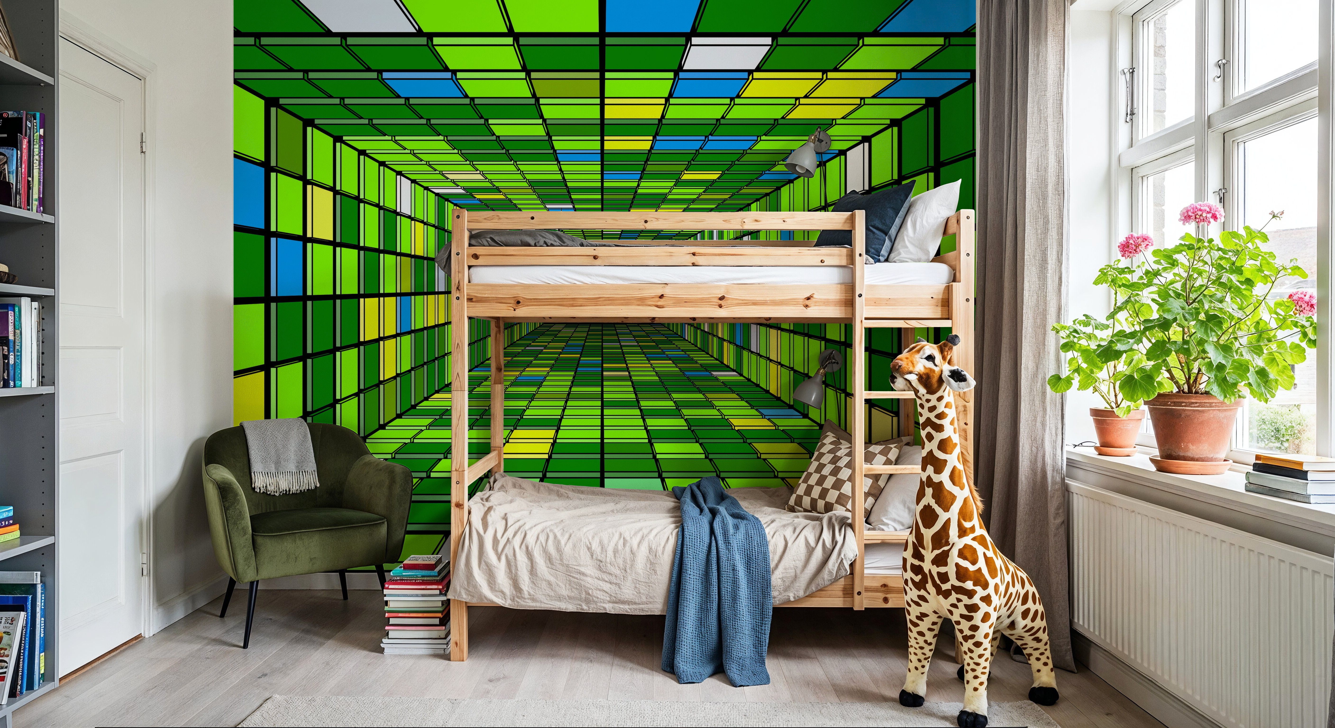 Retro Game Tunnel, Vibrant Green