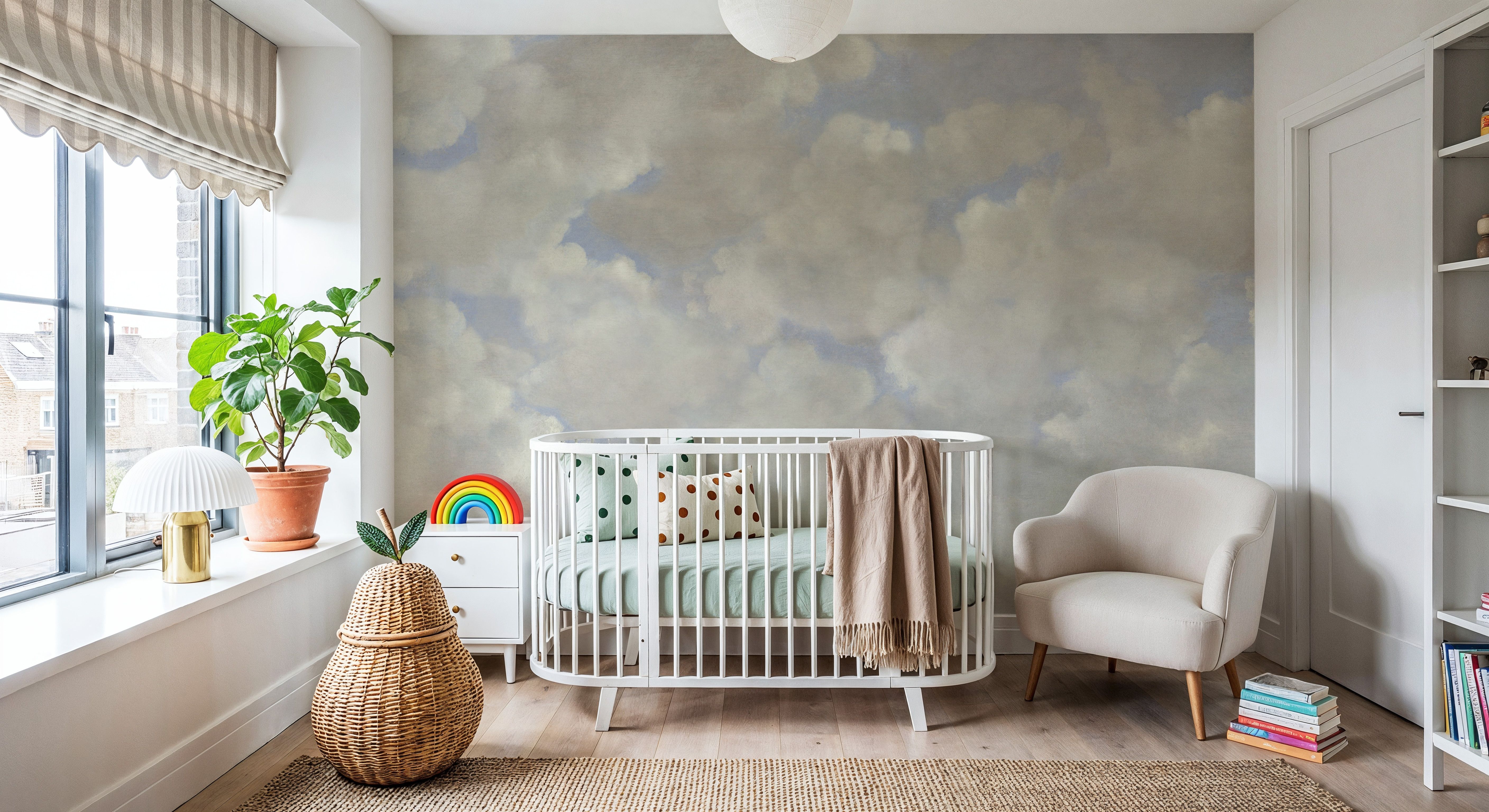 Painted Dreamy Clouds, Vintage, Wallpaper
