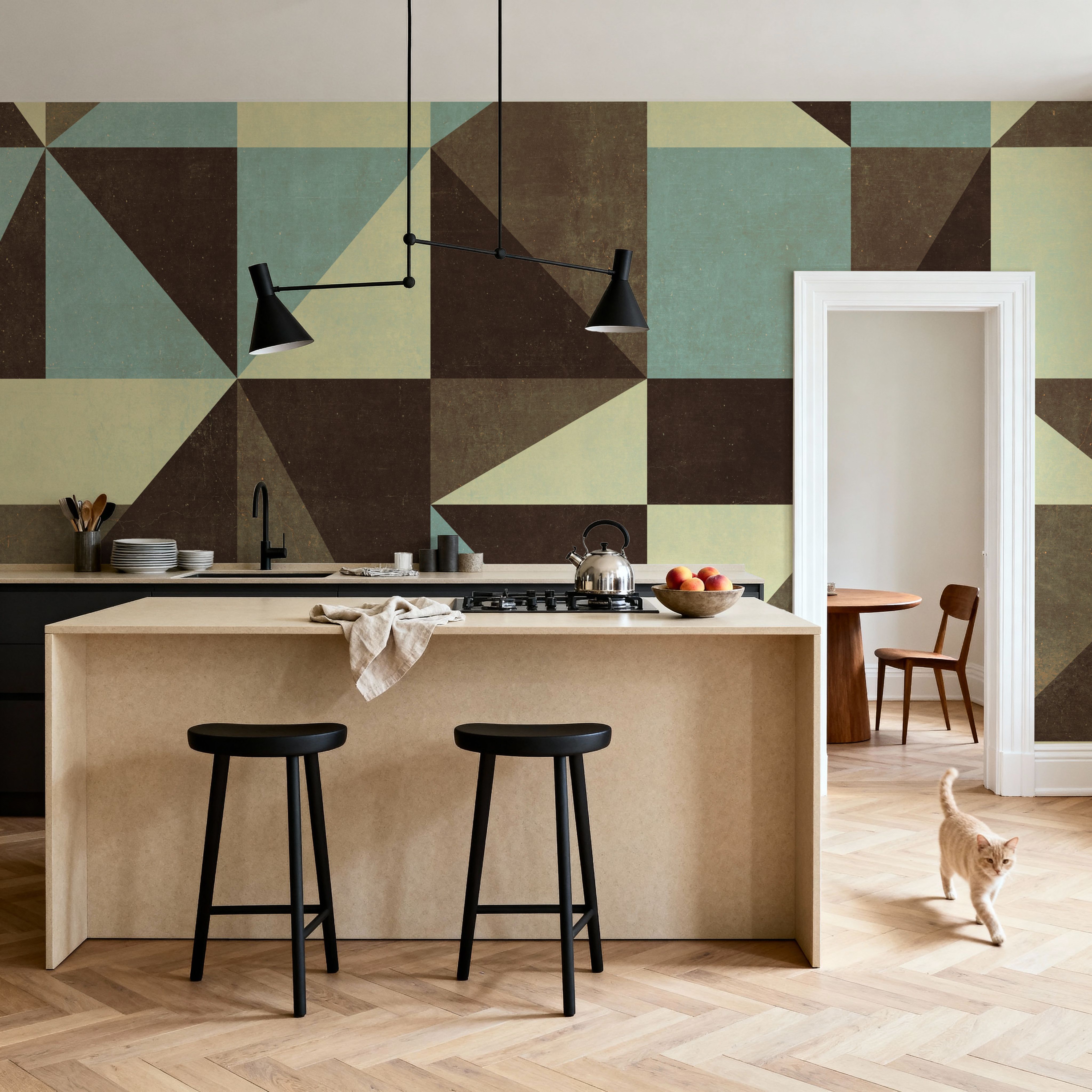 Modern Geometrics, Light Blue & Taupe