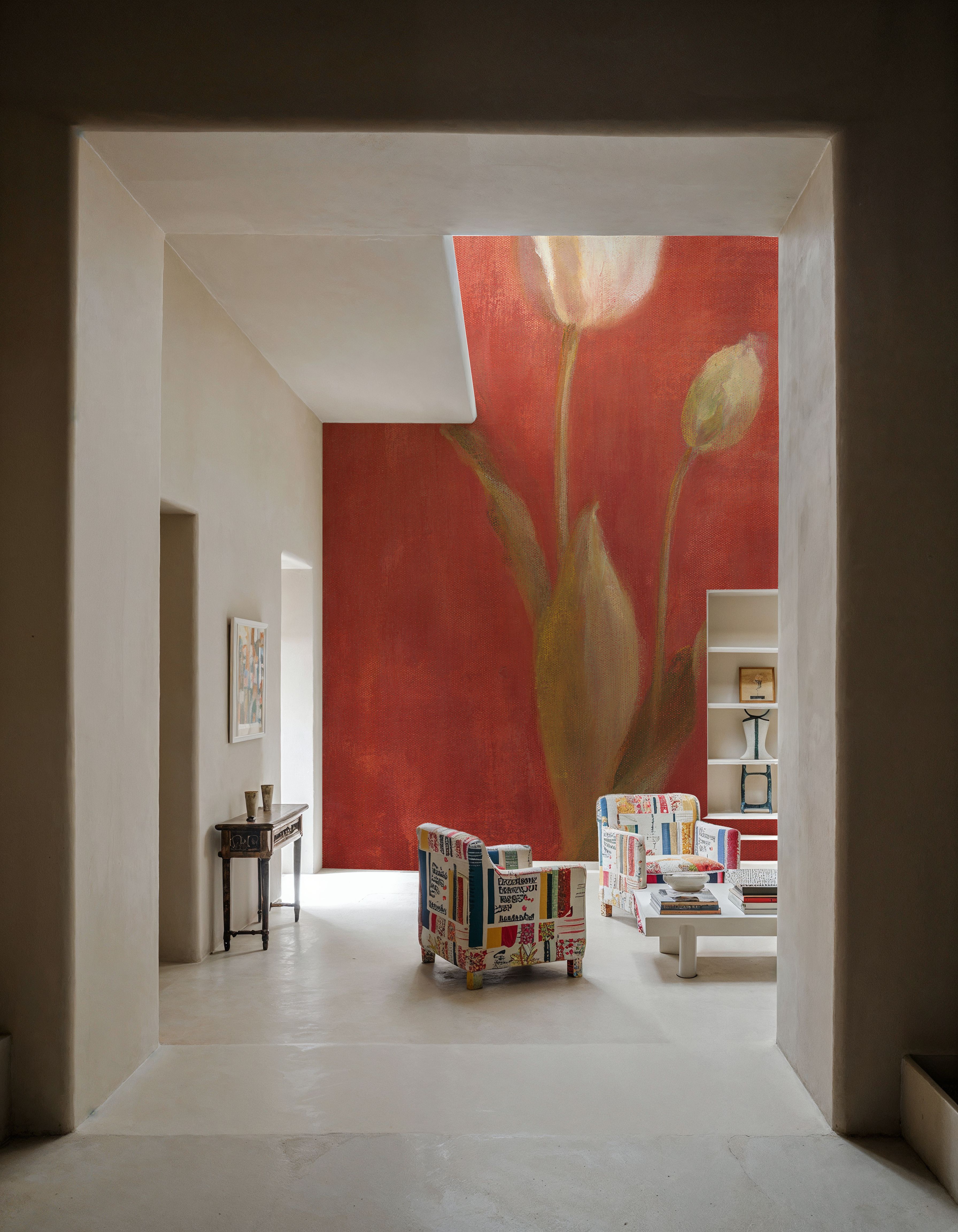 White Tulips on Red