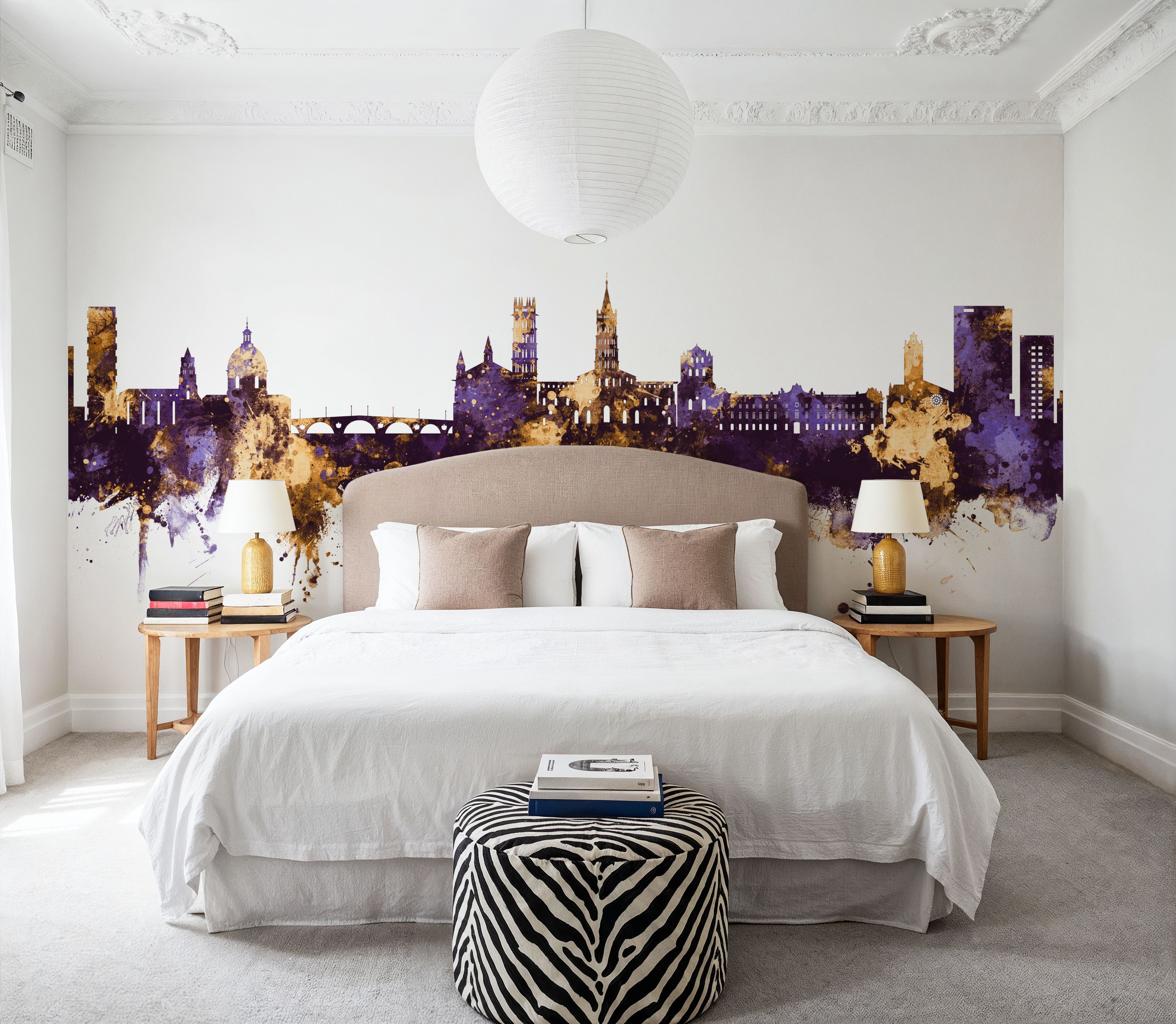 Toulouse France Skyline Purple & Gold