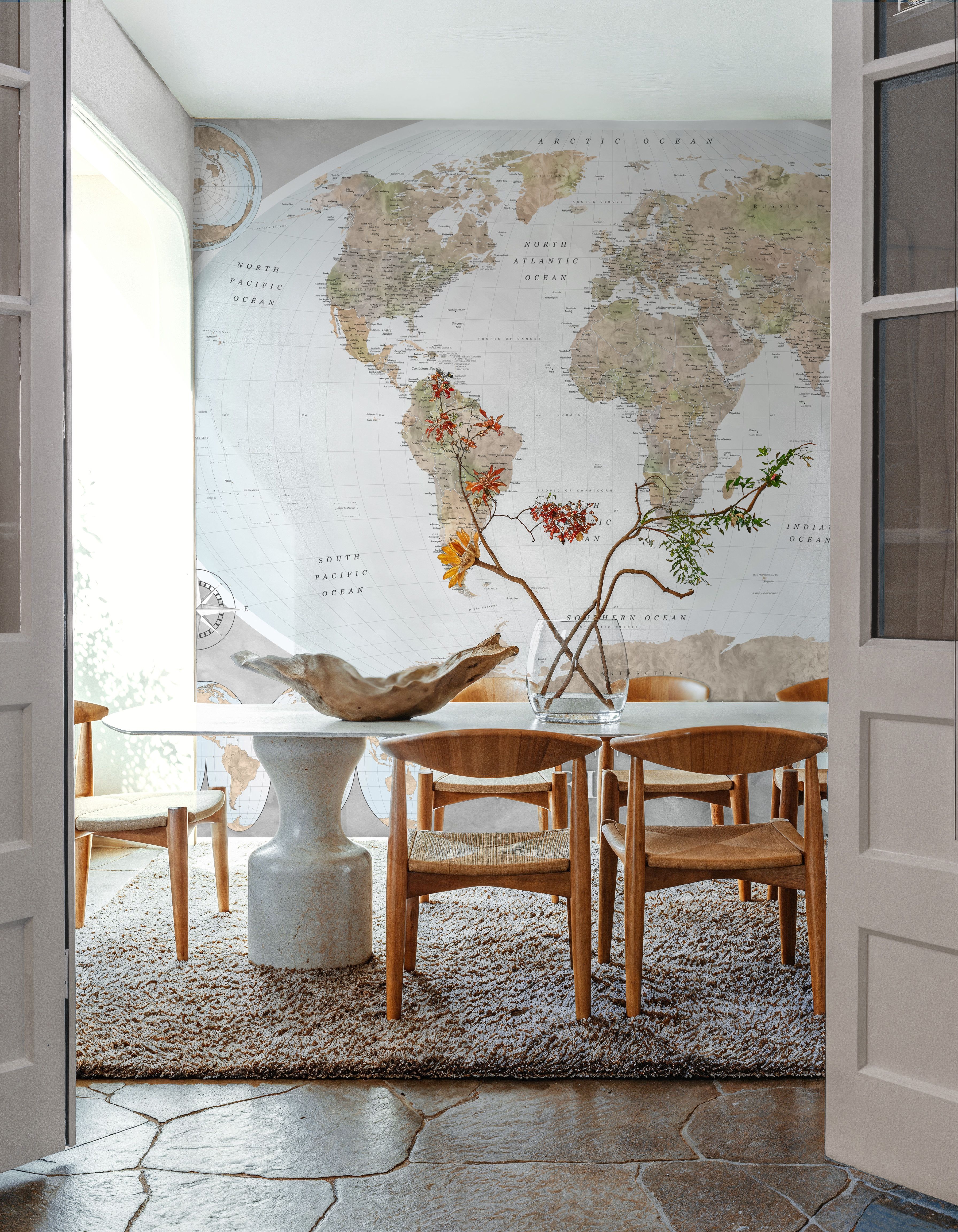 World Map Atlas Brown